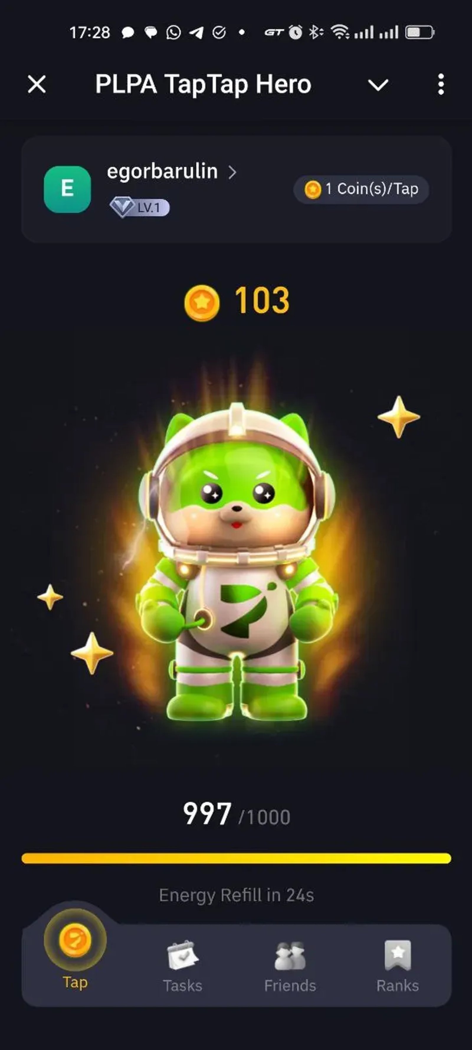 PLPA TapTap Hero в Телеграм — скриншот 4