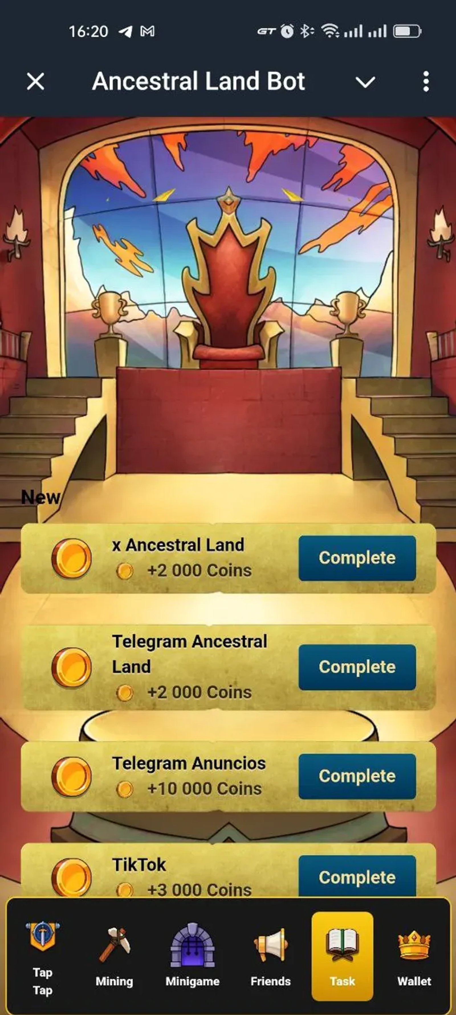 Ancestral Land Bot в Телеграм — скриншот 1