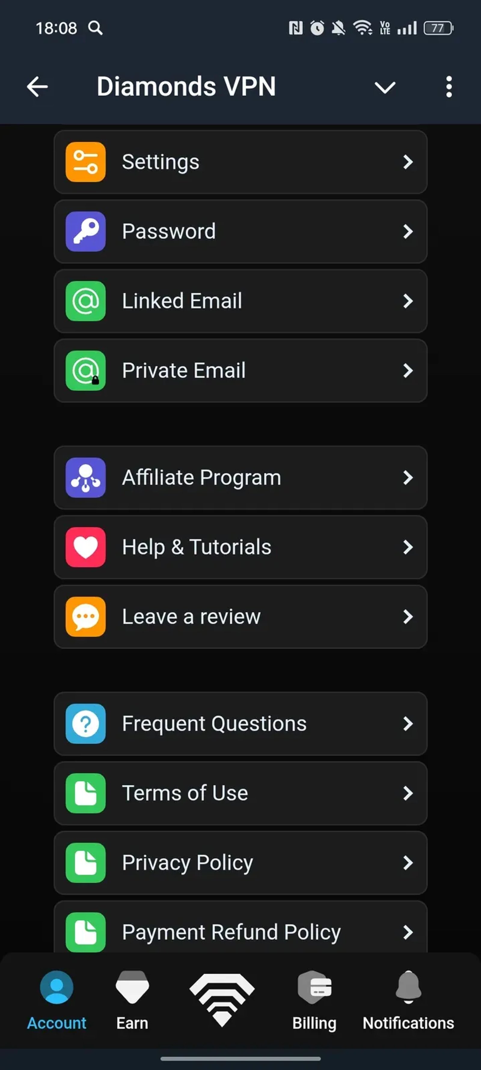 Diamonds VPN в Телеграм — скриншот 3