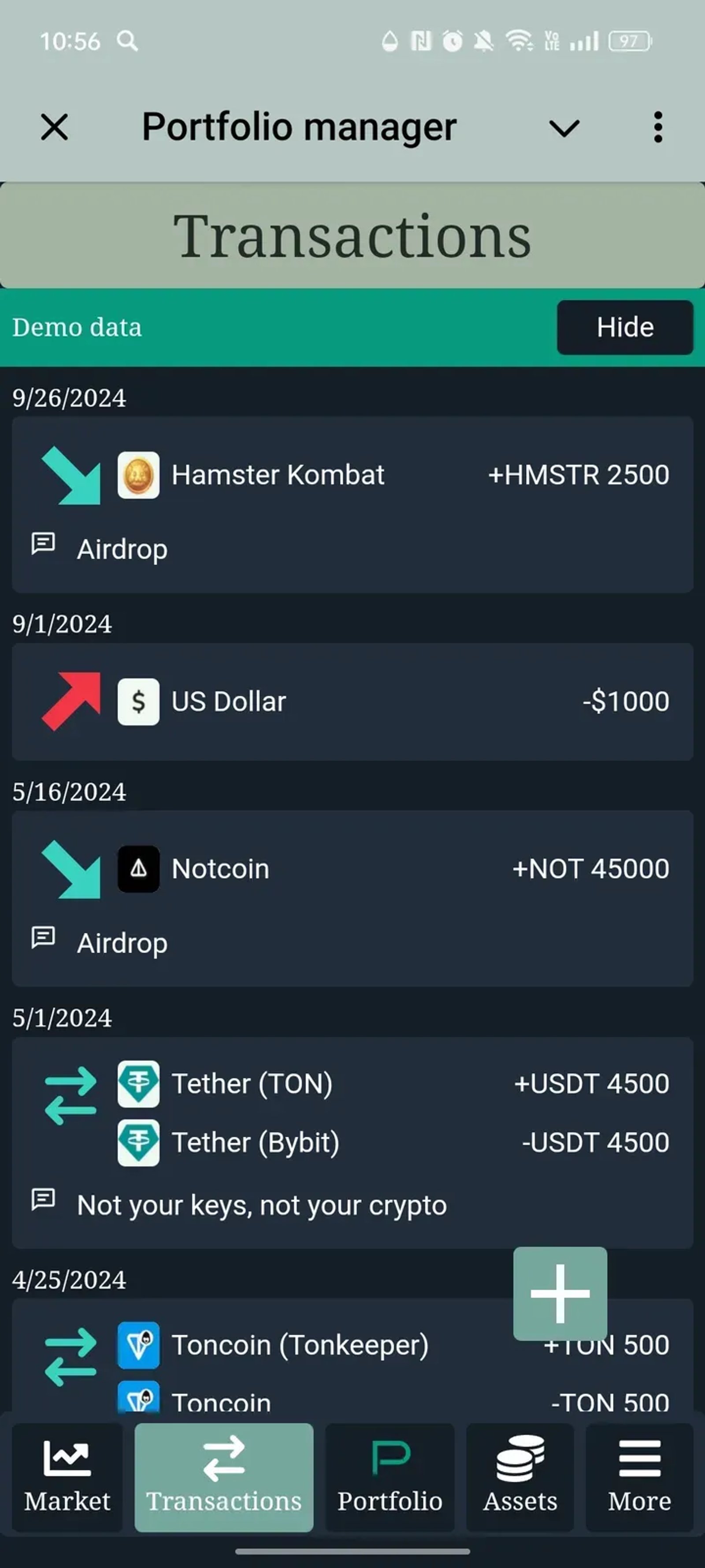 Portfolio manager в Телеграм — скриншот 2