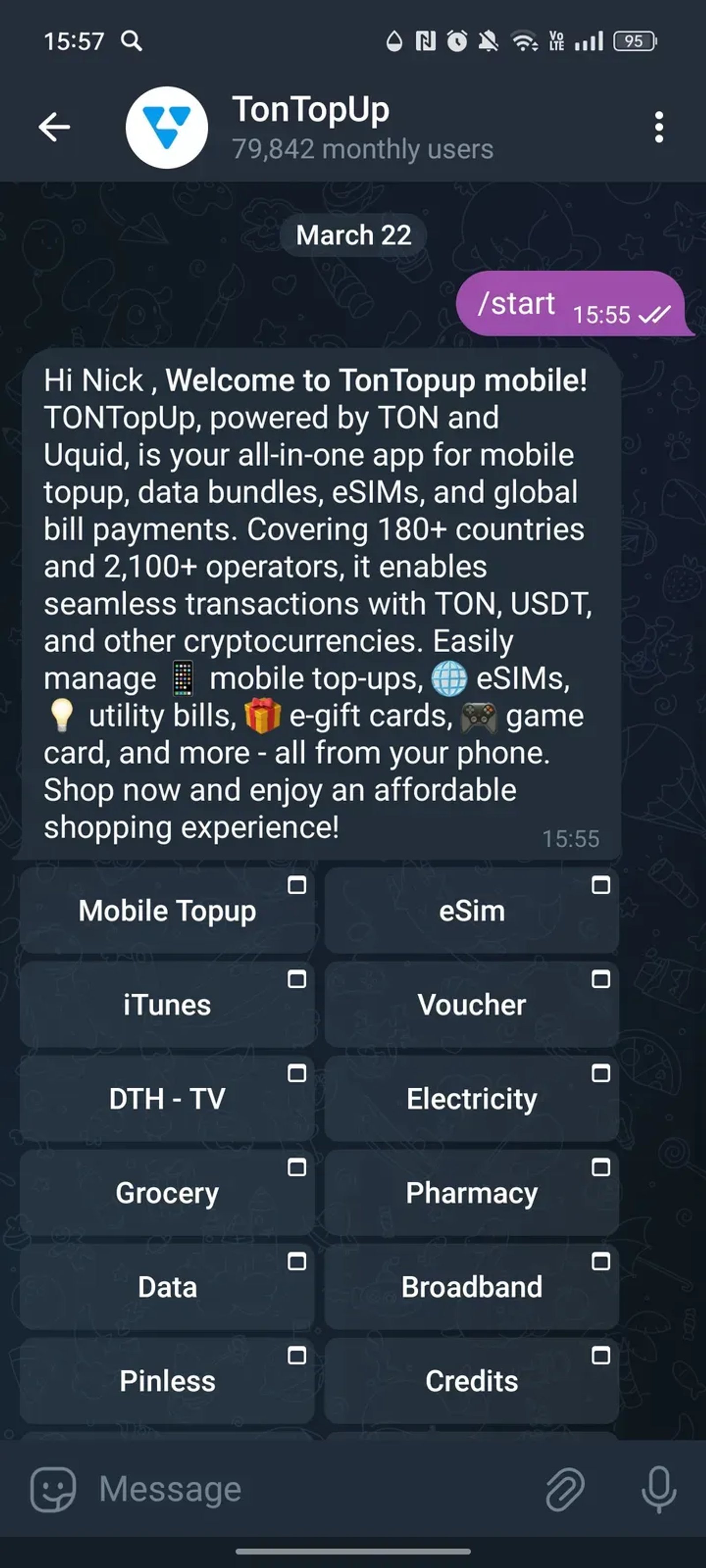 TonTopUp в Телеграм — скриншот 1