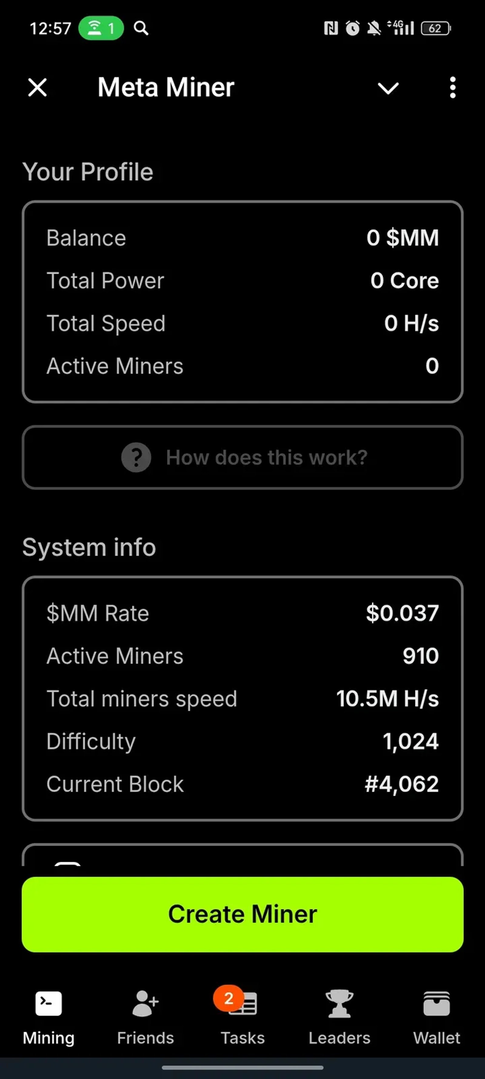 Meta Miner в Телеграм — скриншот 1