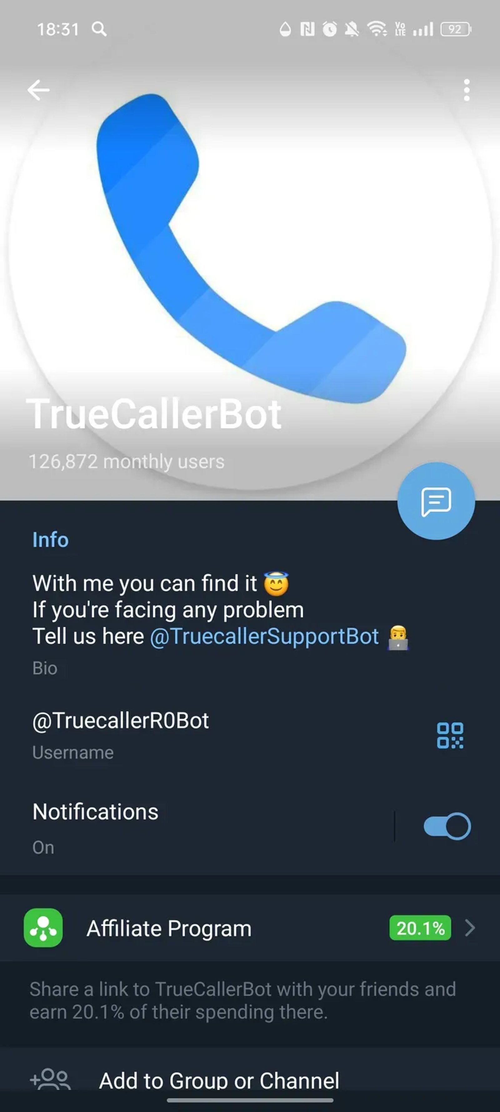 TrueCallerBot в Телеграм — скриншот 4
