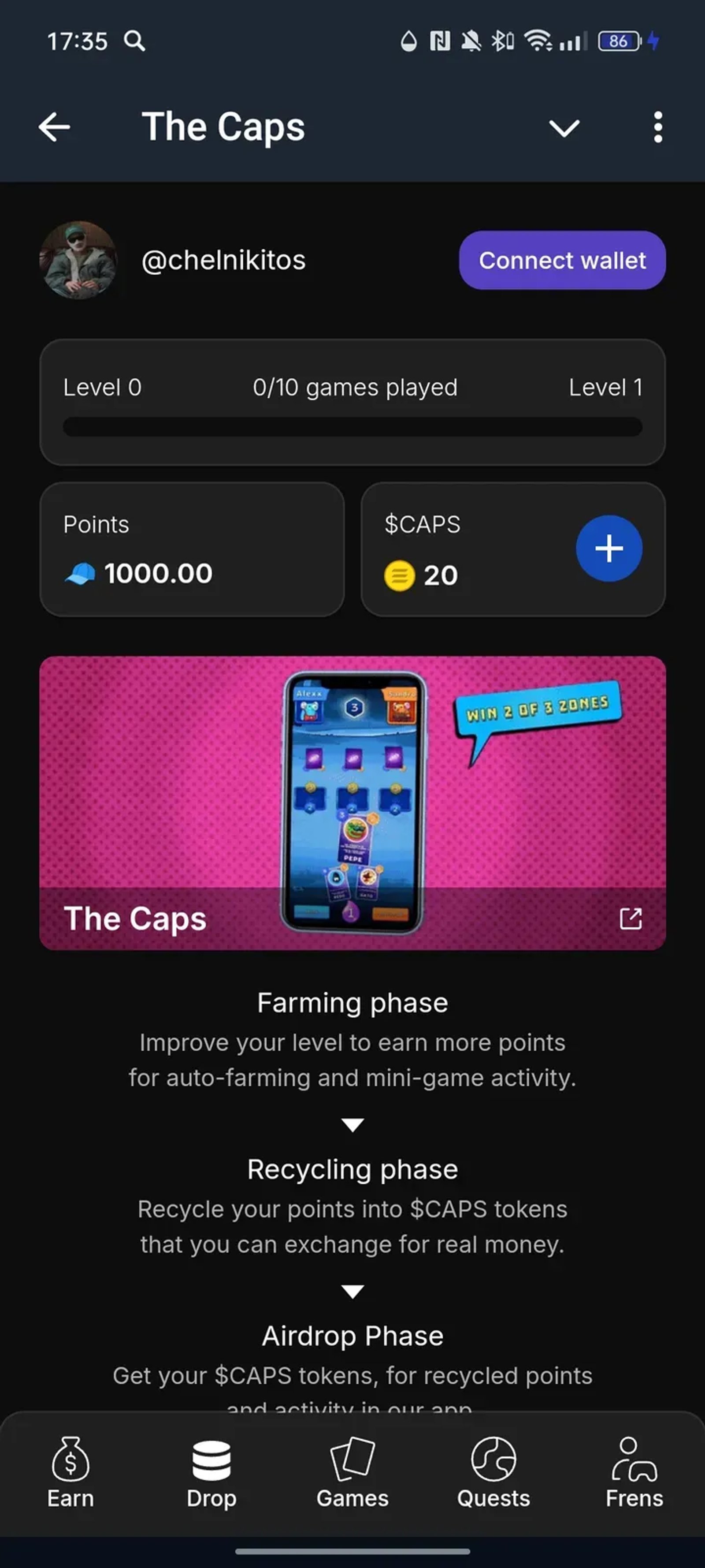Caps & Cups | Game Hub в Телеграм — скриншот 2