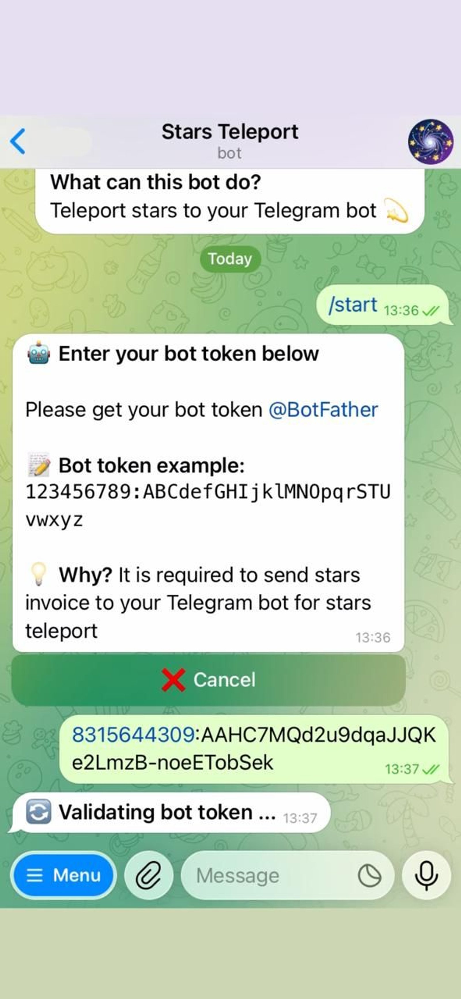 Stars Teleport Telegram Screenshot 2