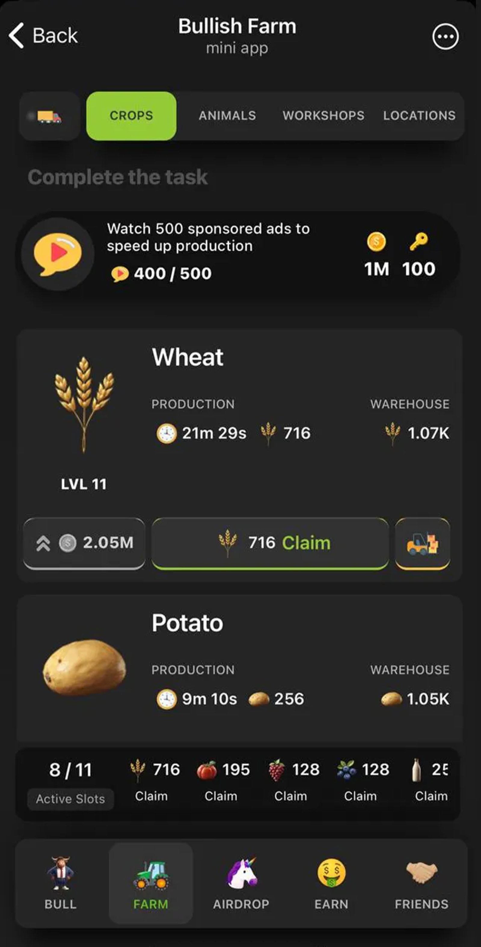 Bullish Farm Game в Телеграм — скриншот 4