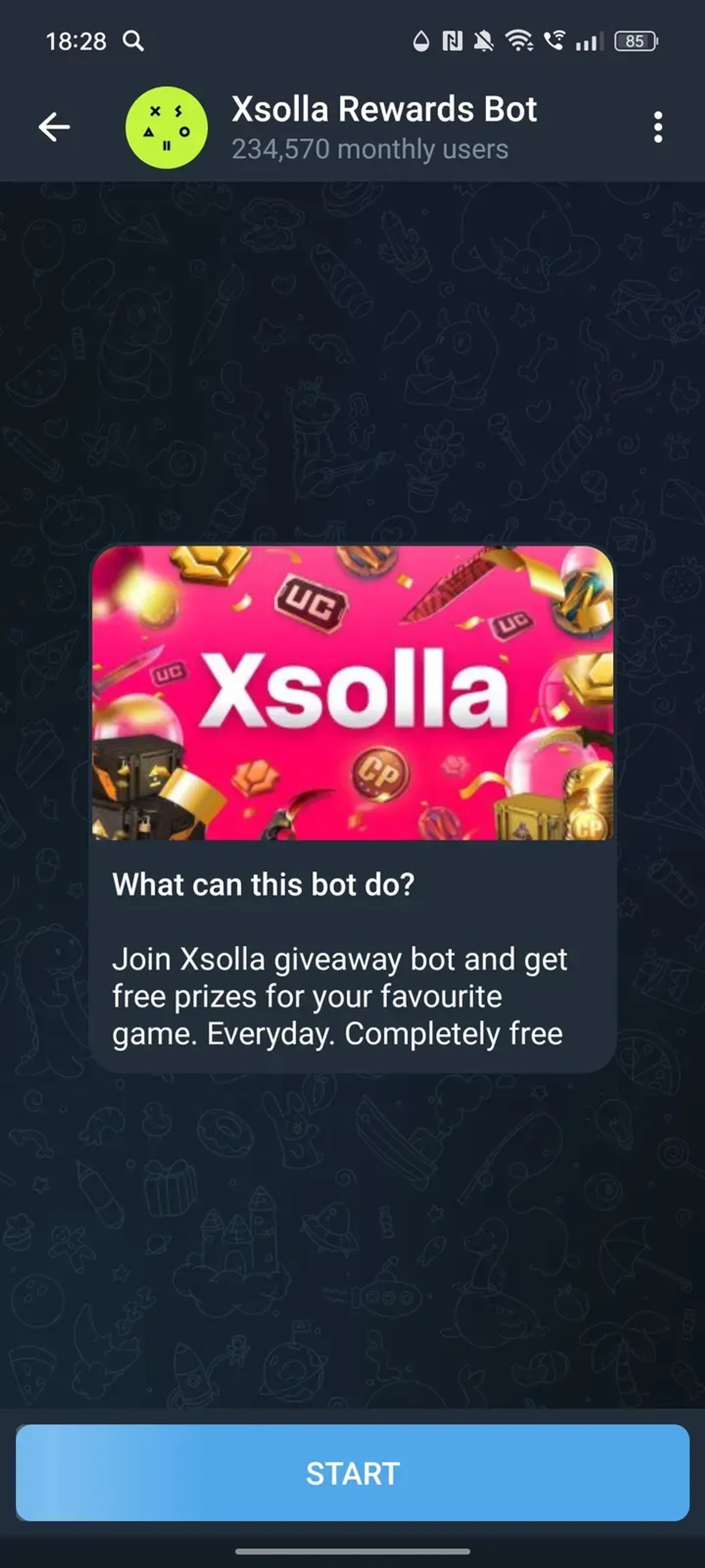Xsolla Rewards Bot в Телеграм — скриншот 1