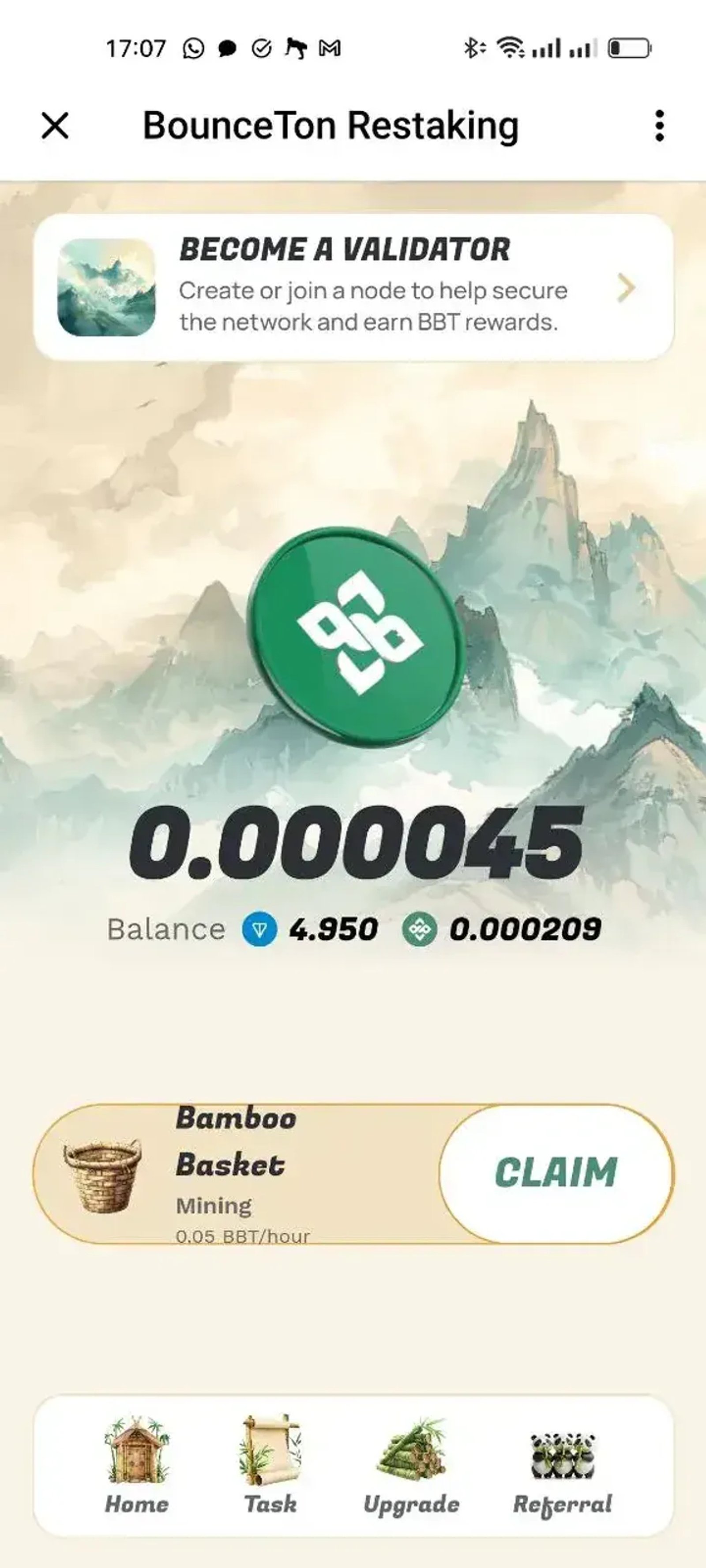 BounceTon Restaking в Телеграм — скриншот 1