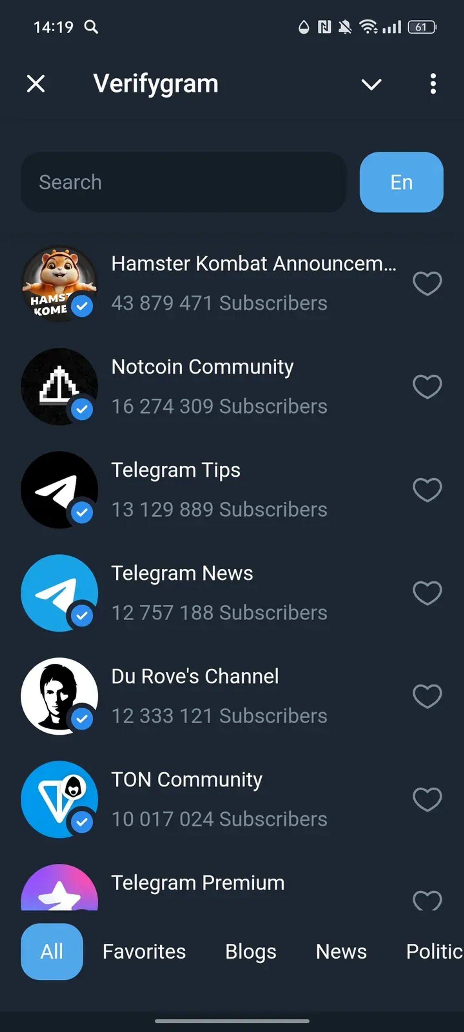 Verifygram в Телеграм — скриншот 1