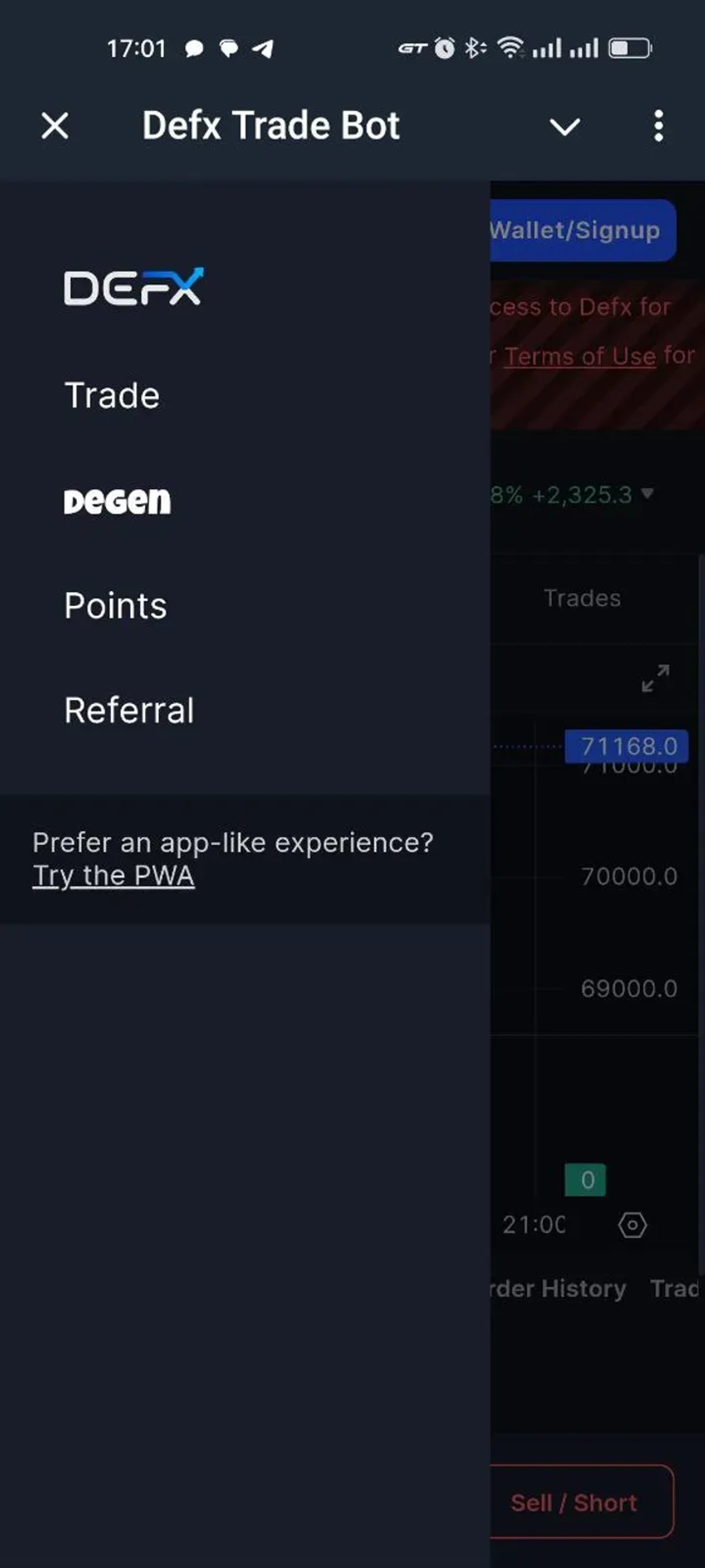Defx - Trade Perps в Телеграм — скриншот 1