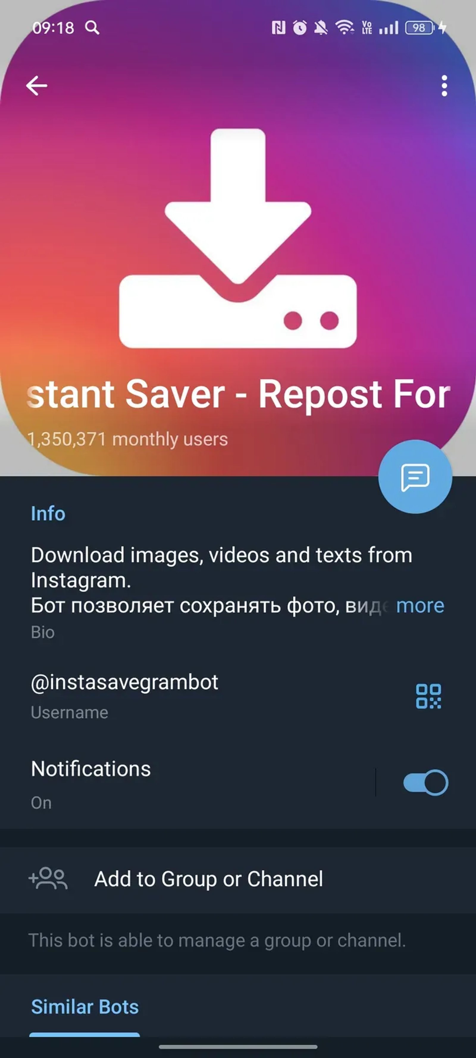 Instant Saver - Repost For Instagram в Телеграм — скриншот 3
