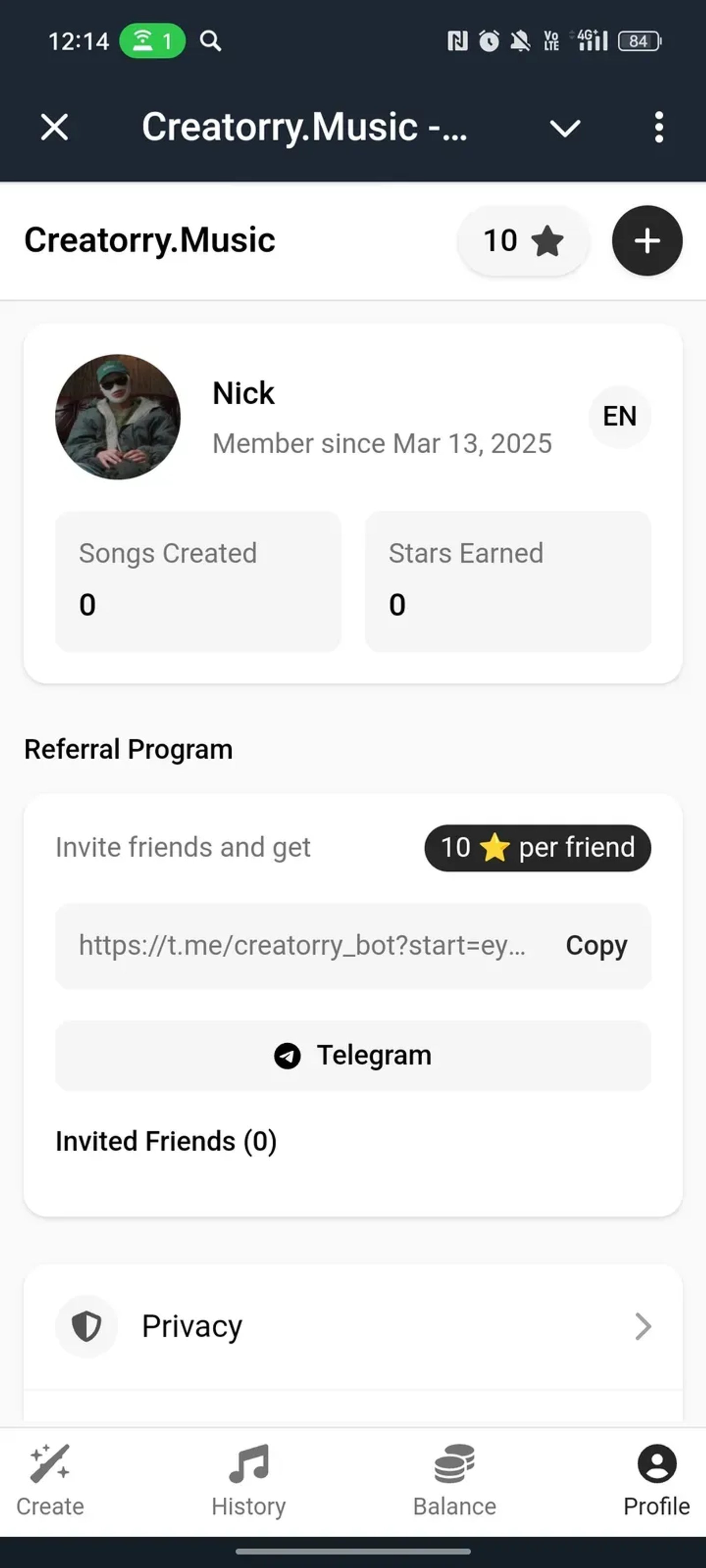 Creatorry.Music - AI генератор песен в Телеграм — скриншот 4
