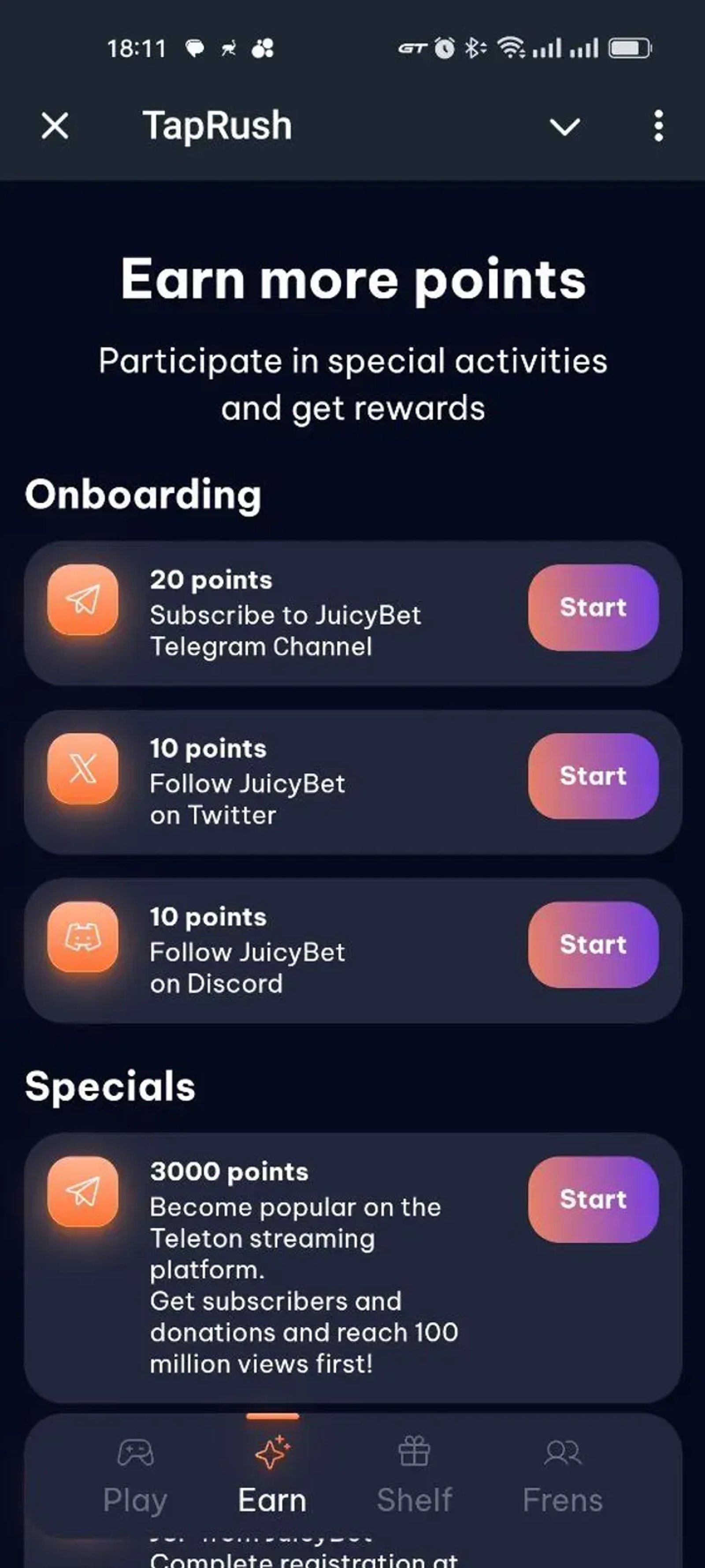 TapRush в Телеграм — скриншот 1