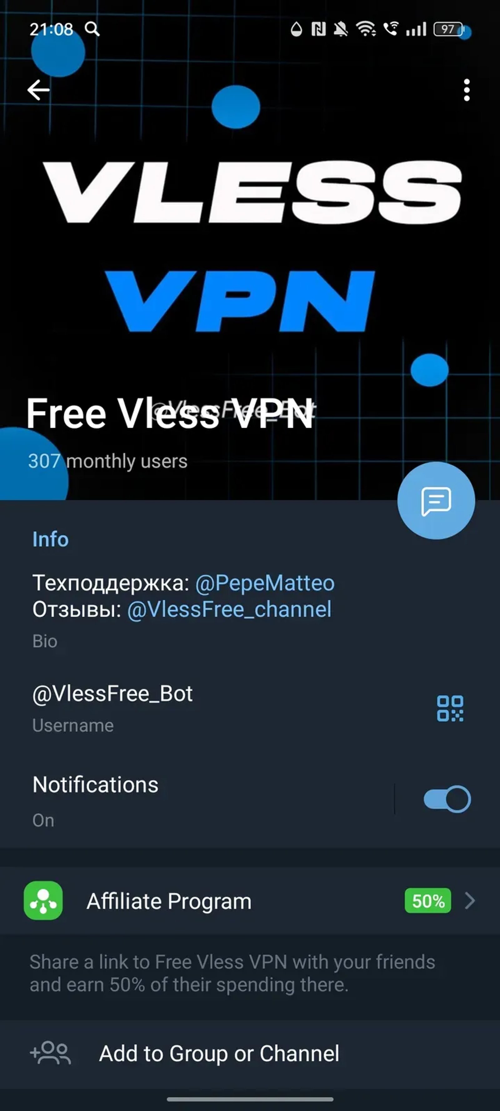 Free Vless VPN Telegram Screenshot 4