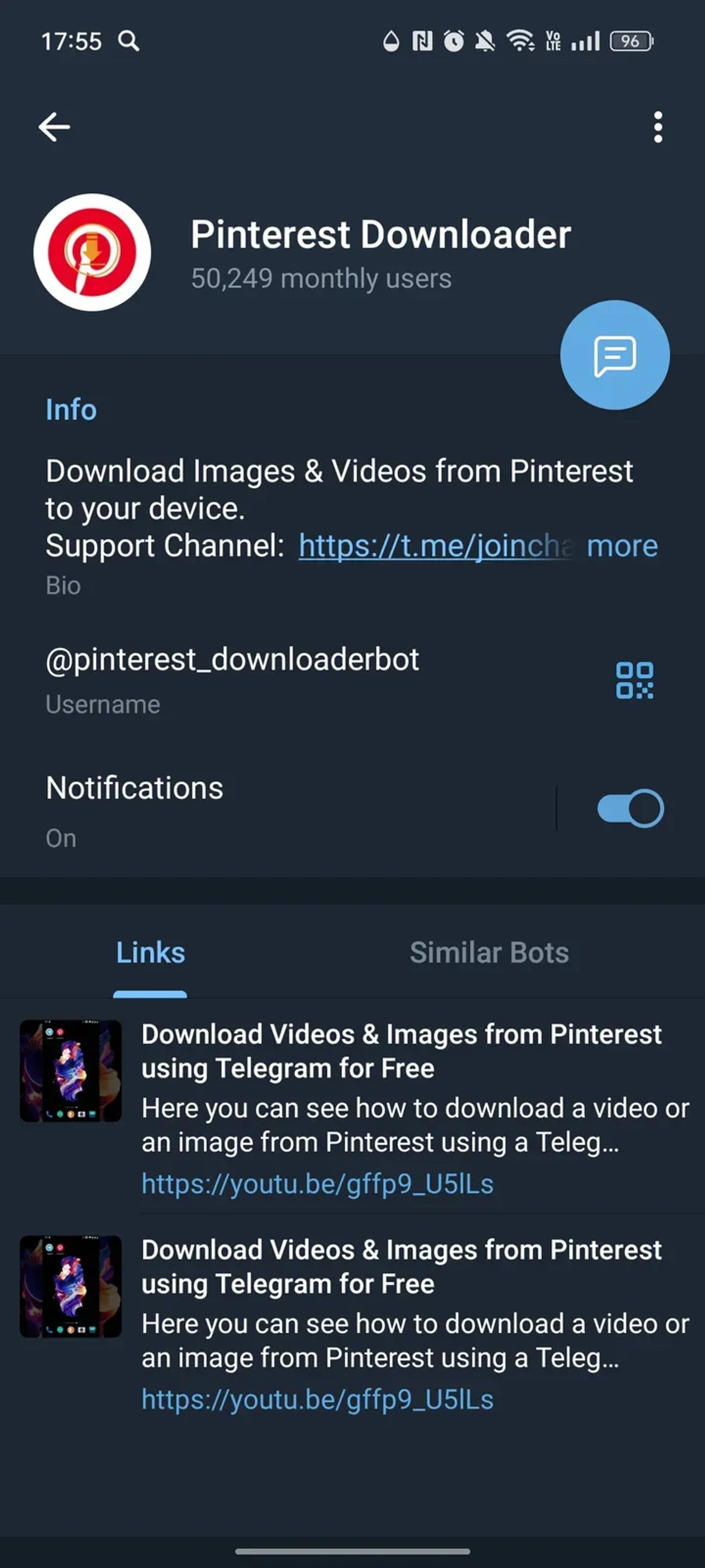 Pinterest Downloader в Телеграм — скриншот 3