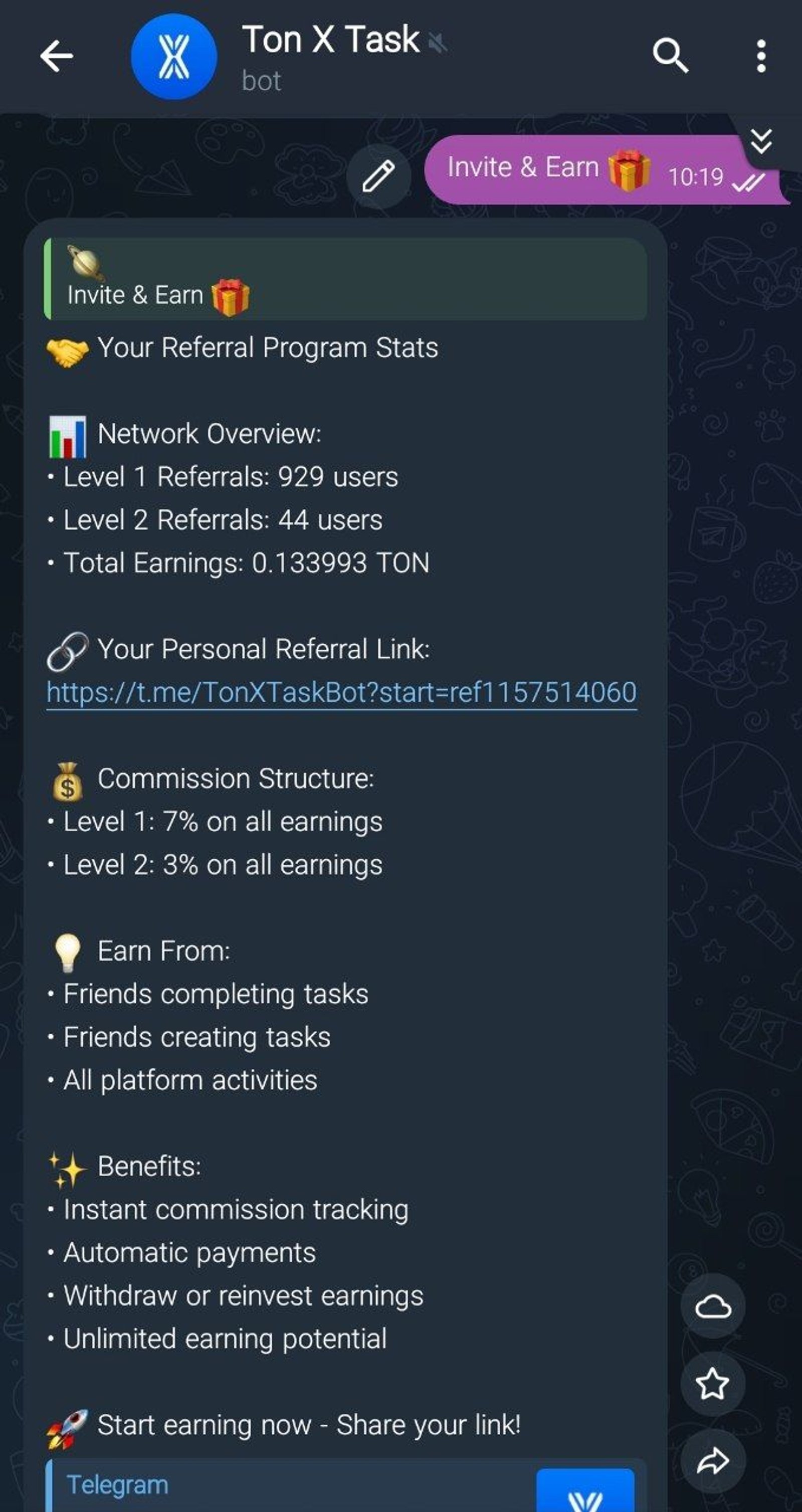 Ton X Task Telegram Screenshot 1