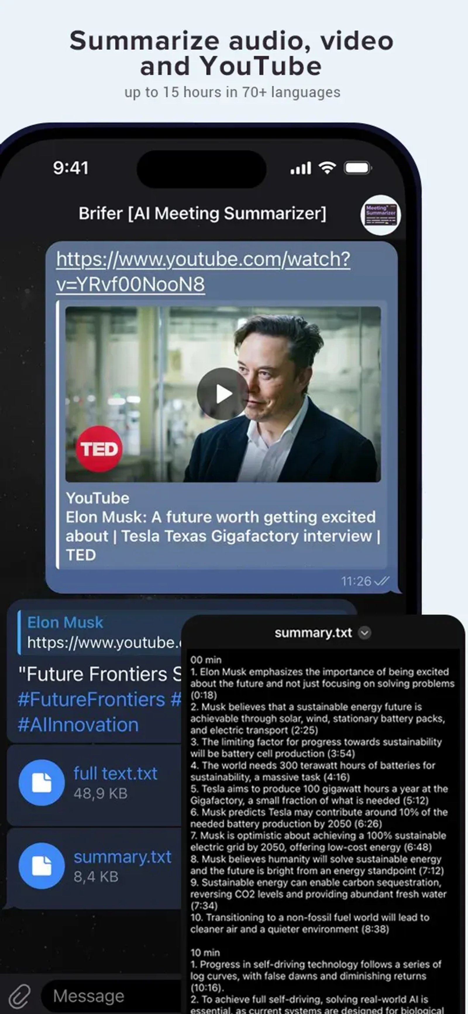 Briefer [AI Meeting Summarizer] в Телеграм — скриншот 1