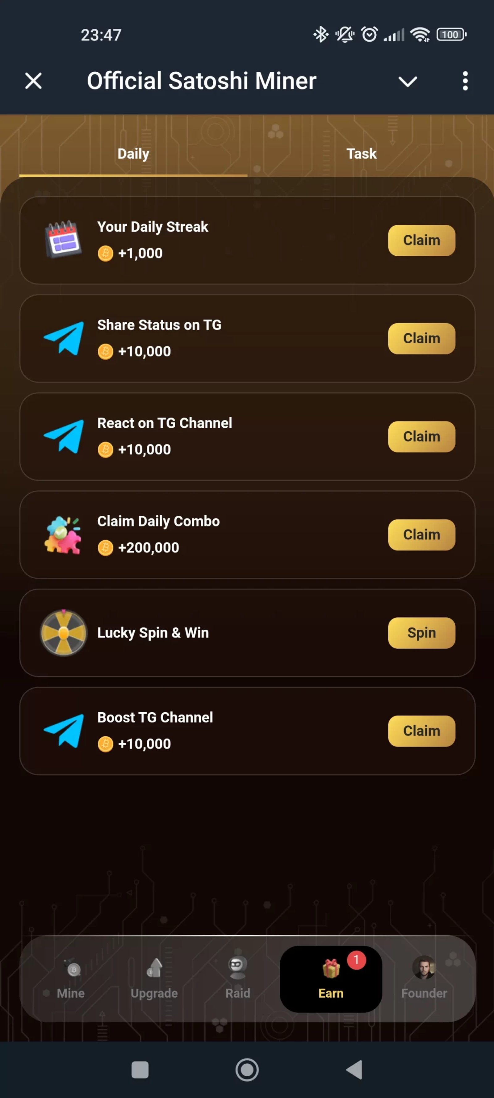 Satoshi Miner Задания