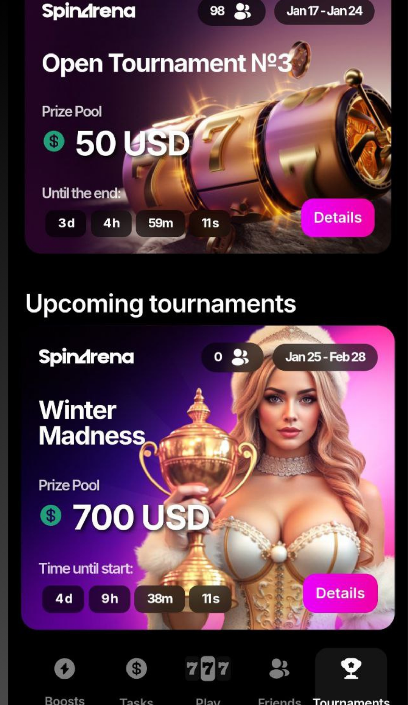 SpinArena в Телеграм — скриншот 1