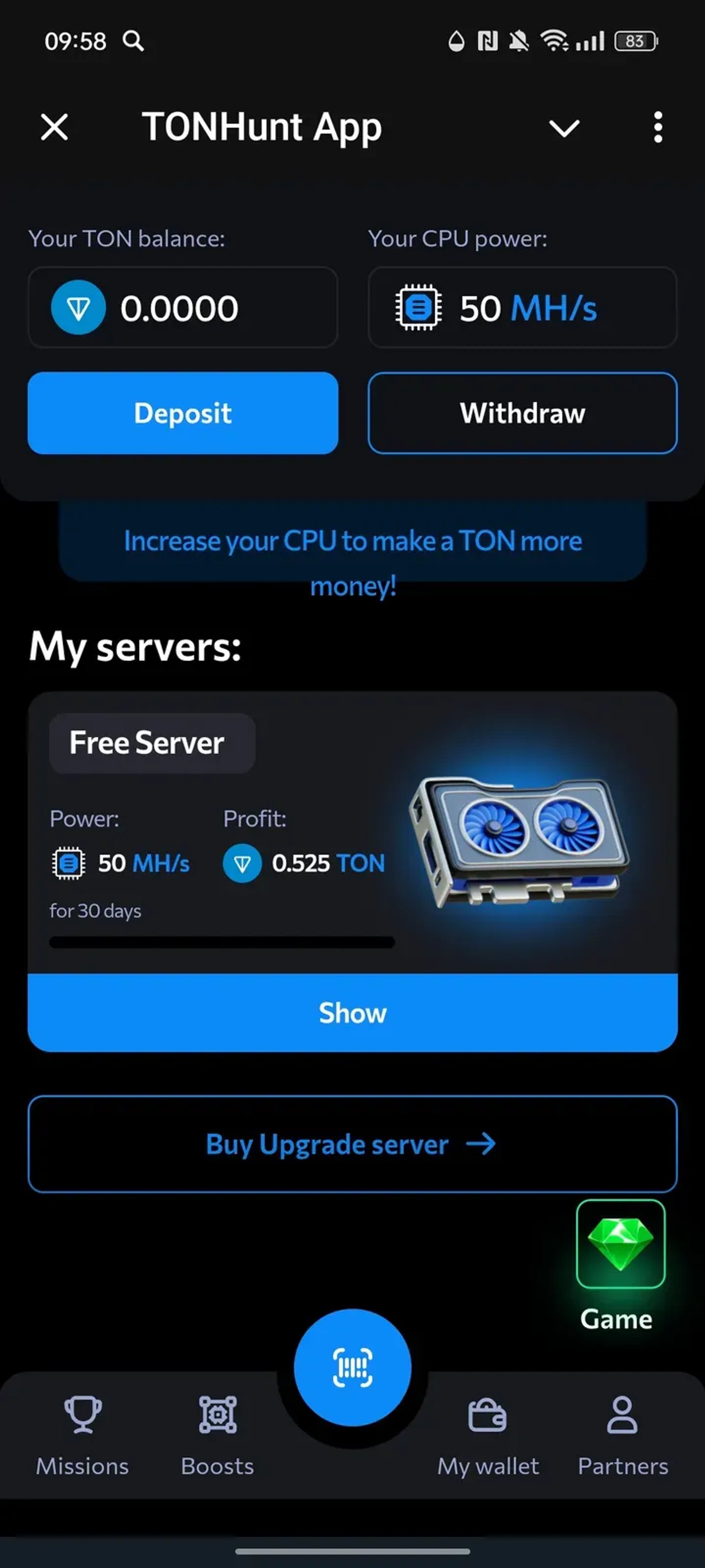 TONHunt App в Телеграм — скриншот 1