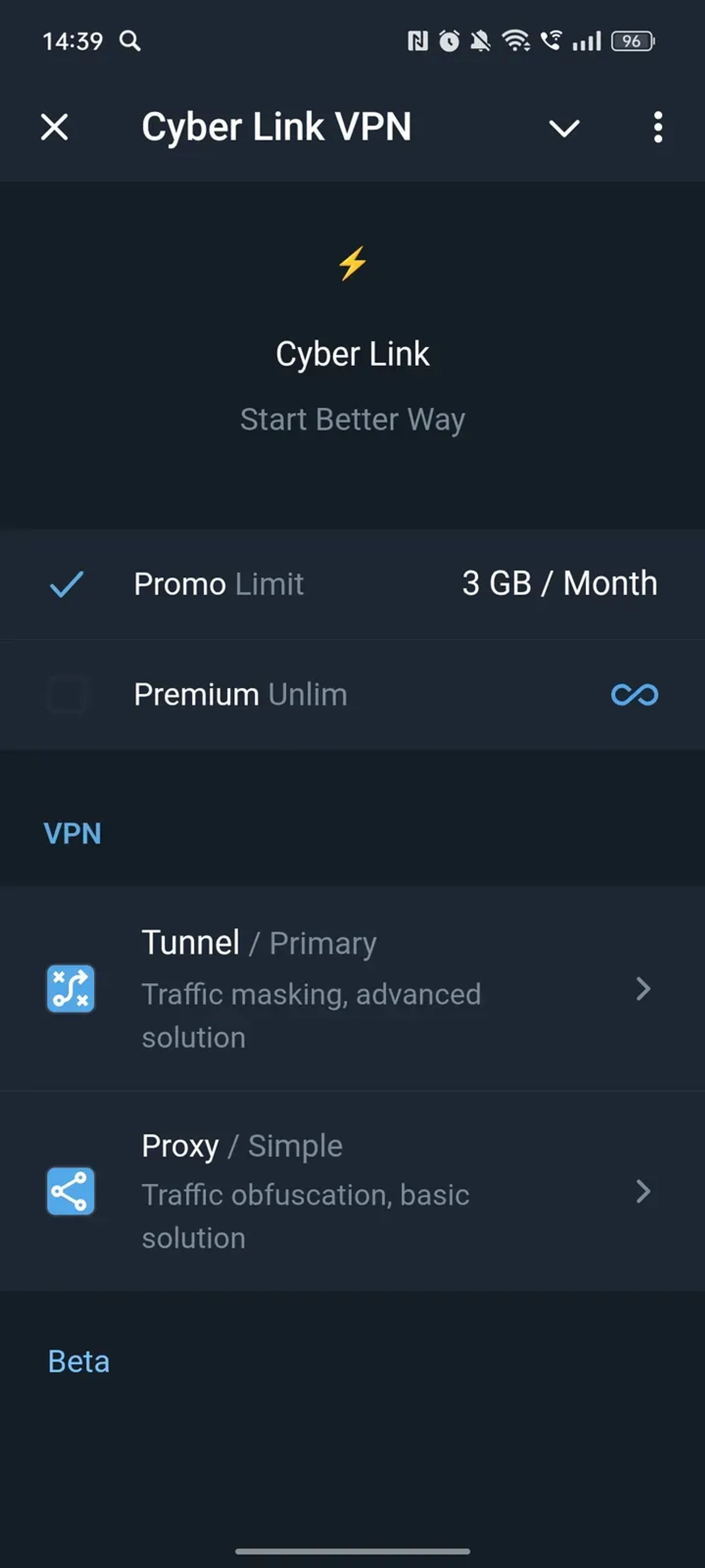 Cyber Link VPN в Телеграм — скриншот 1