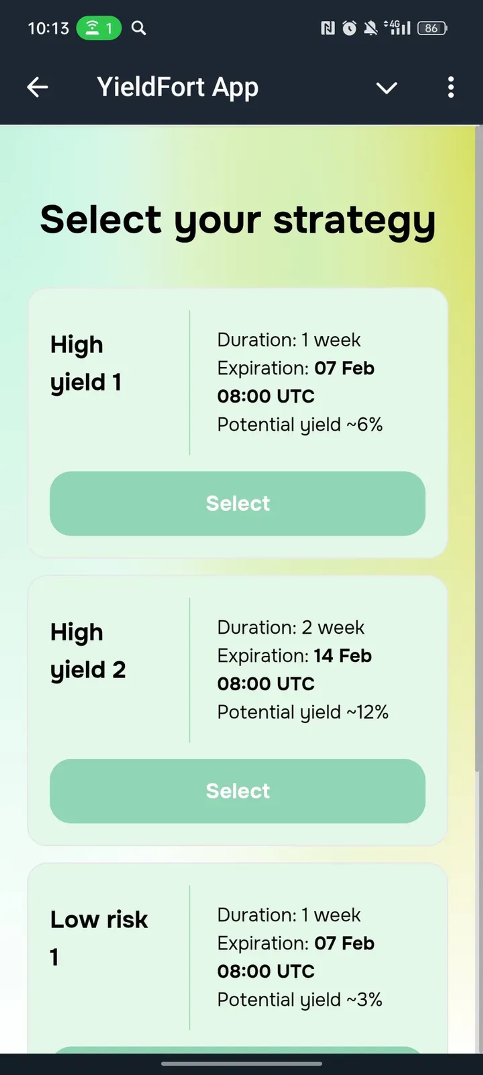 YieldFort App в Телеграм — скриншот 3