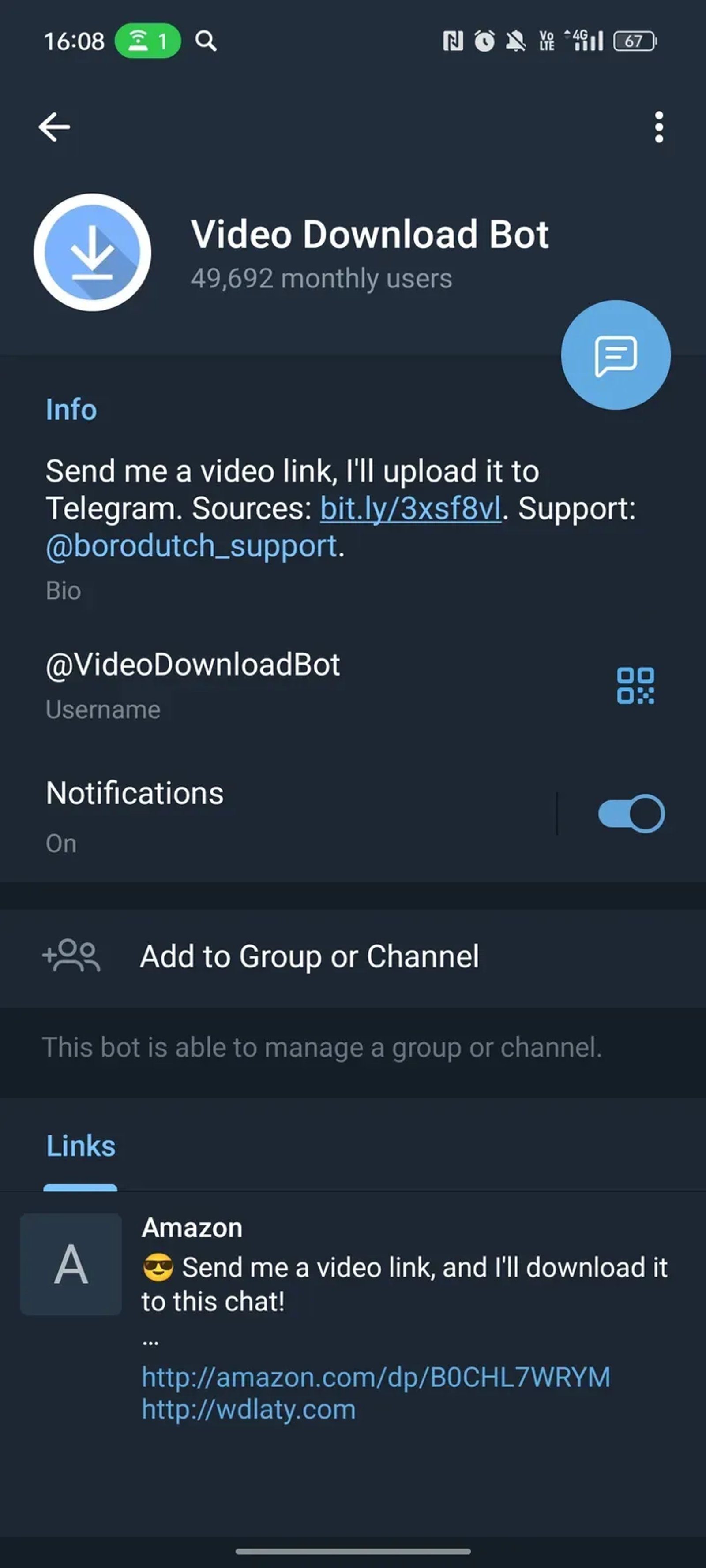Video Download Bot в Телеграм — скриншот 3