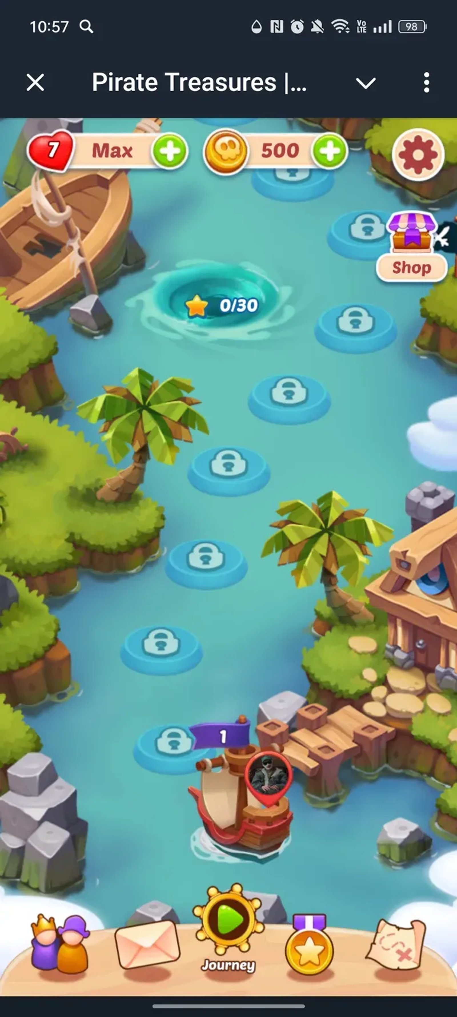 Pirate Treasures | Match 3 Puzzle в Телеграм — скриншот 2