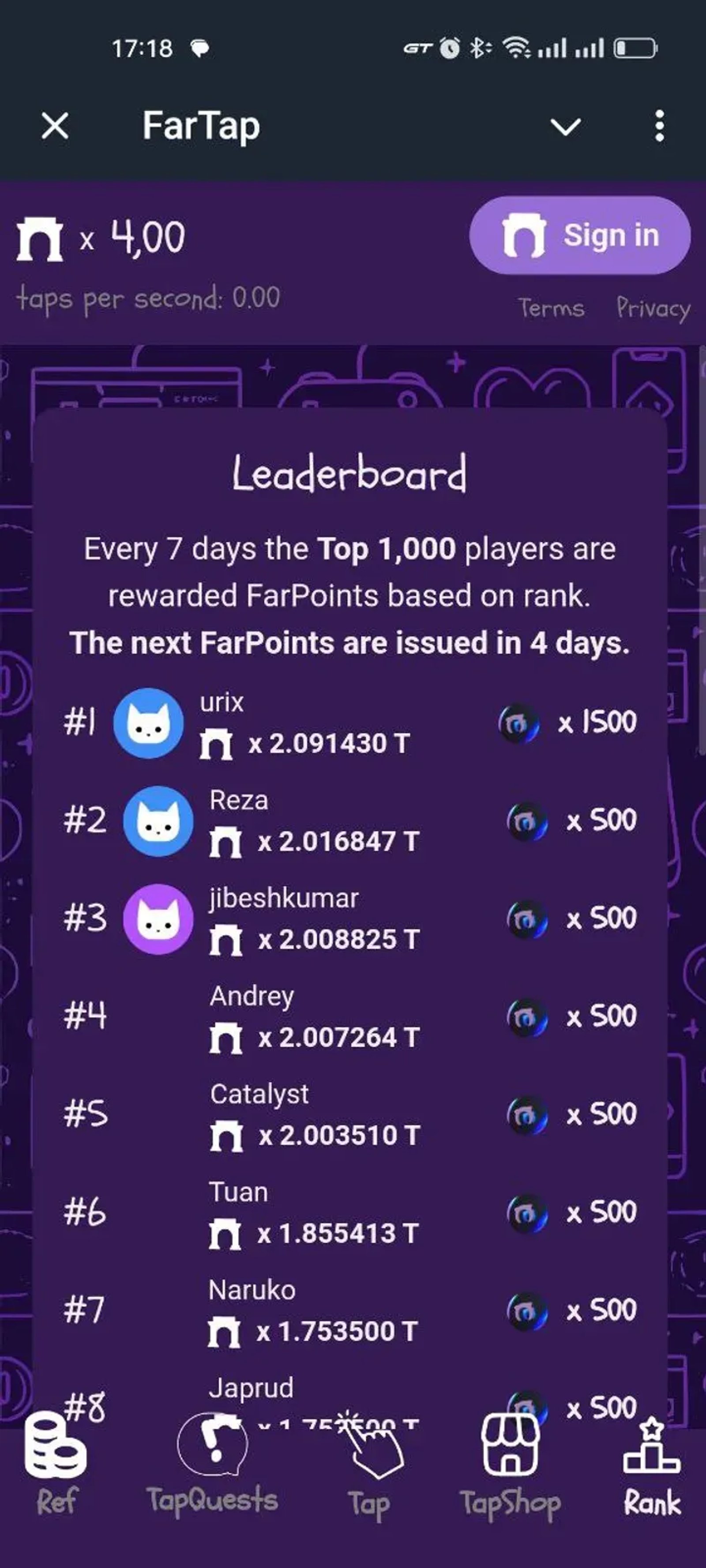 FarTap в Телеграм — скриншот 1