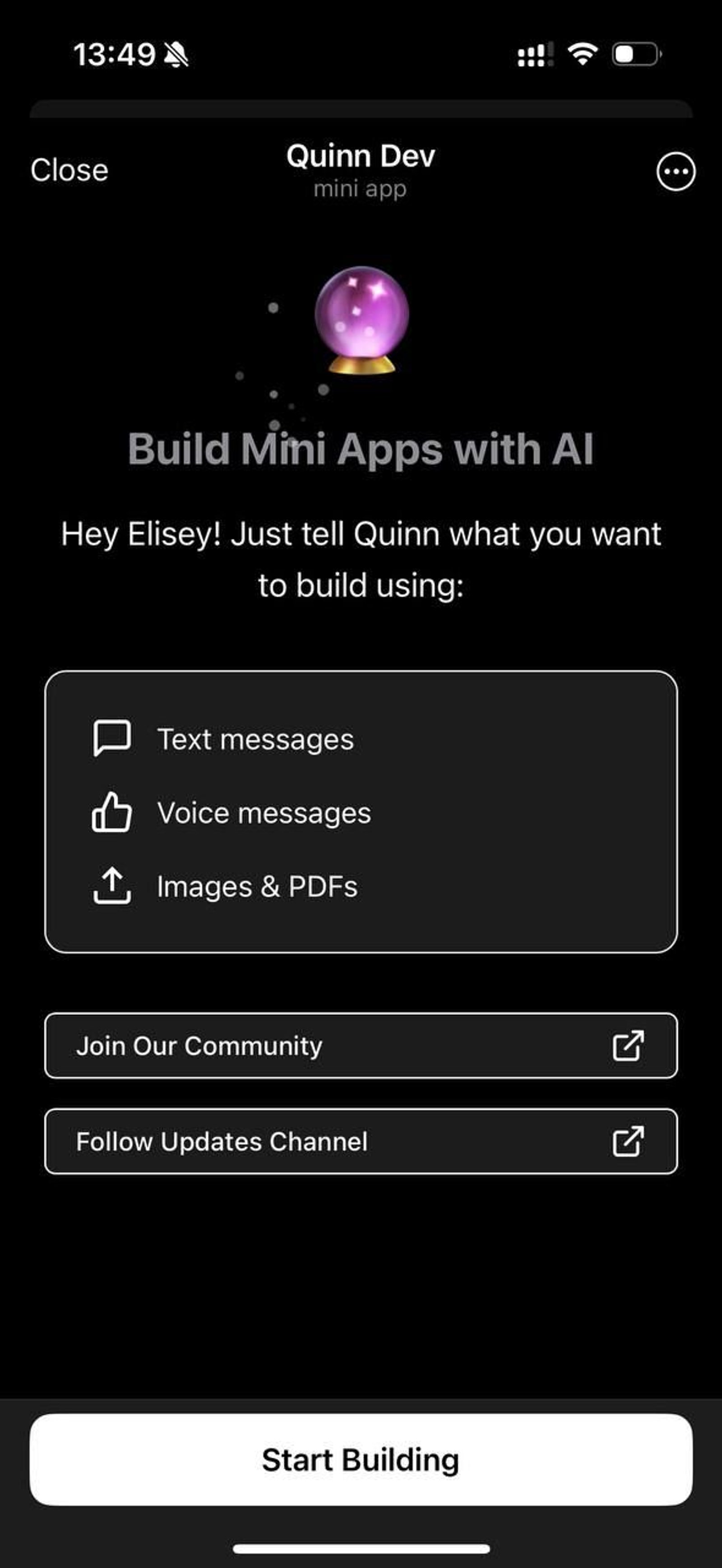 Quinn Dev в Telegram — скриншот 1