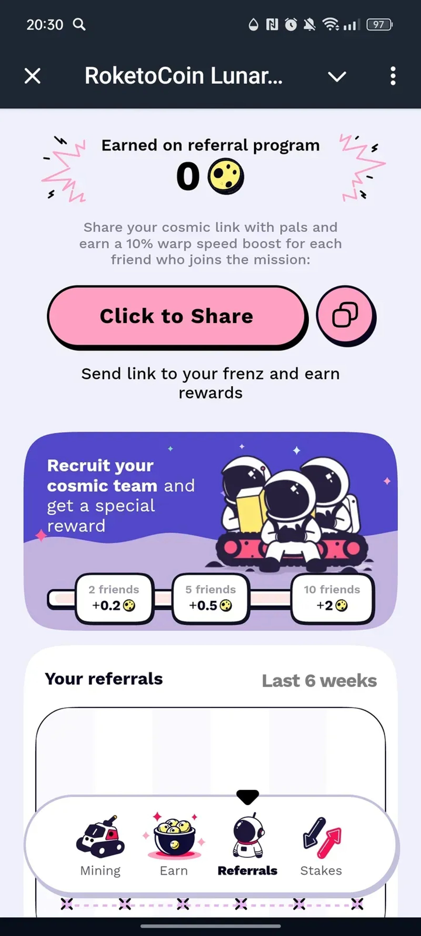 RoketoCoin Lunar Program в Телеграм — скриншот 3