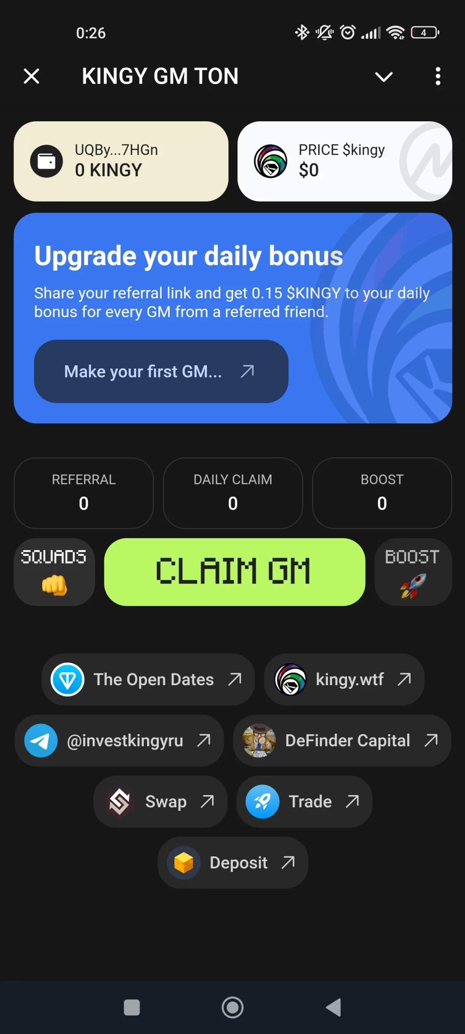 KINGY GM TON Бонусы