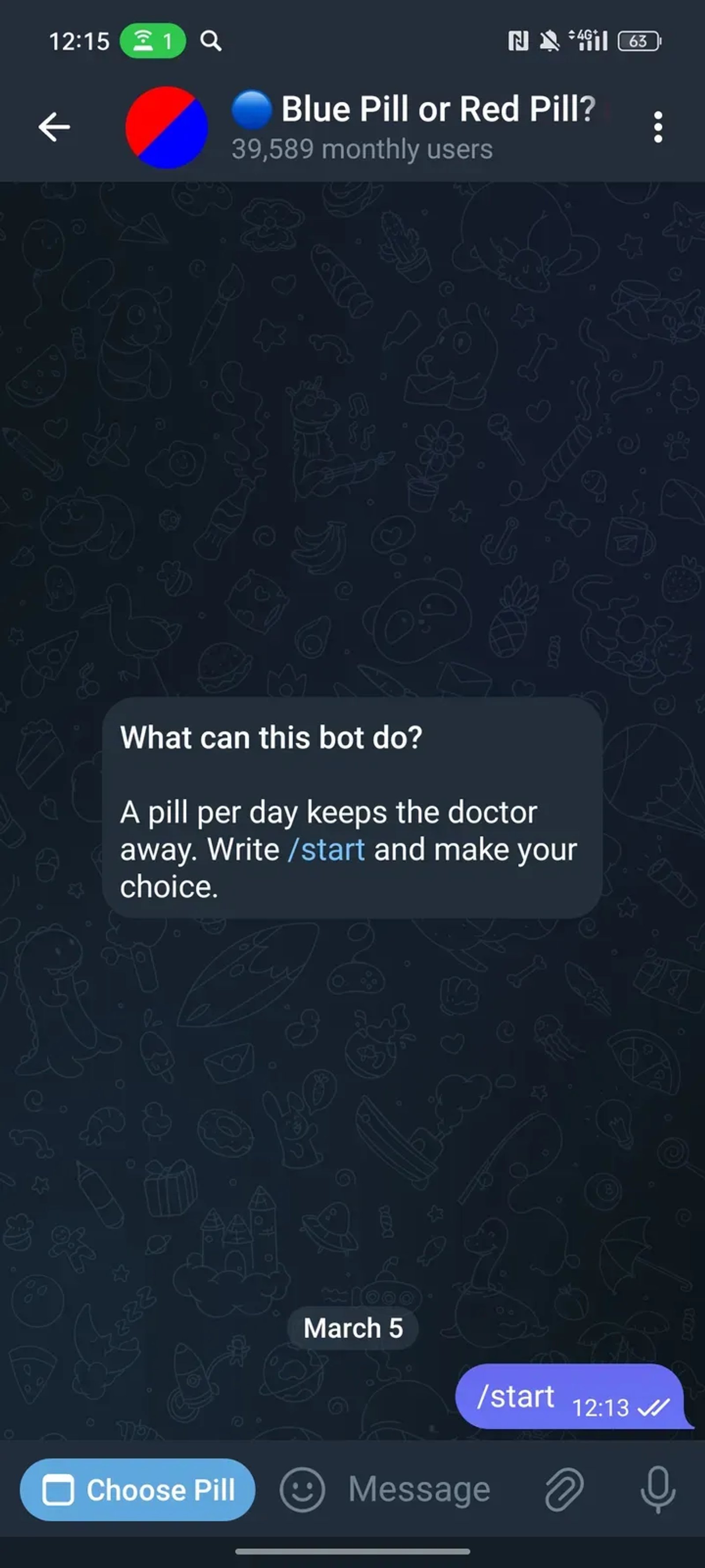 🔵 Blue Pill or Red Pill? 🔴 в Телеграм — скриншот 4