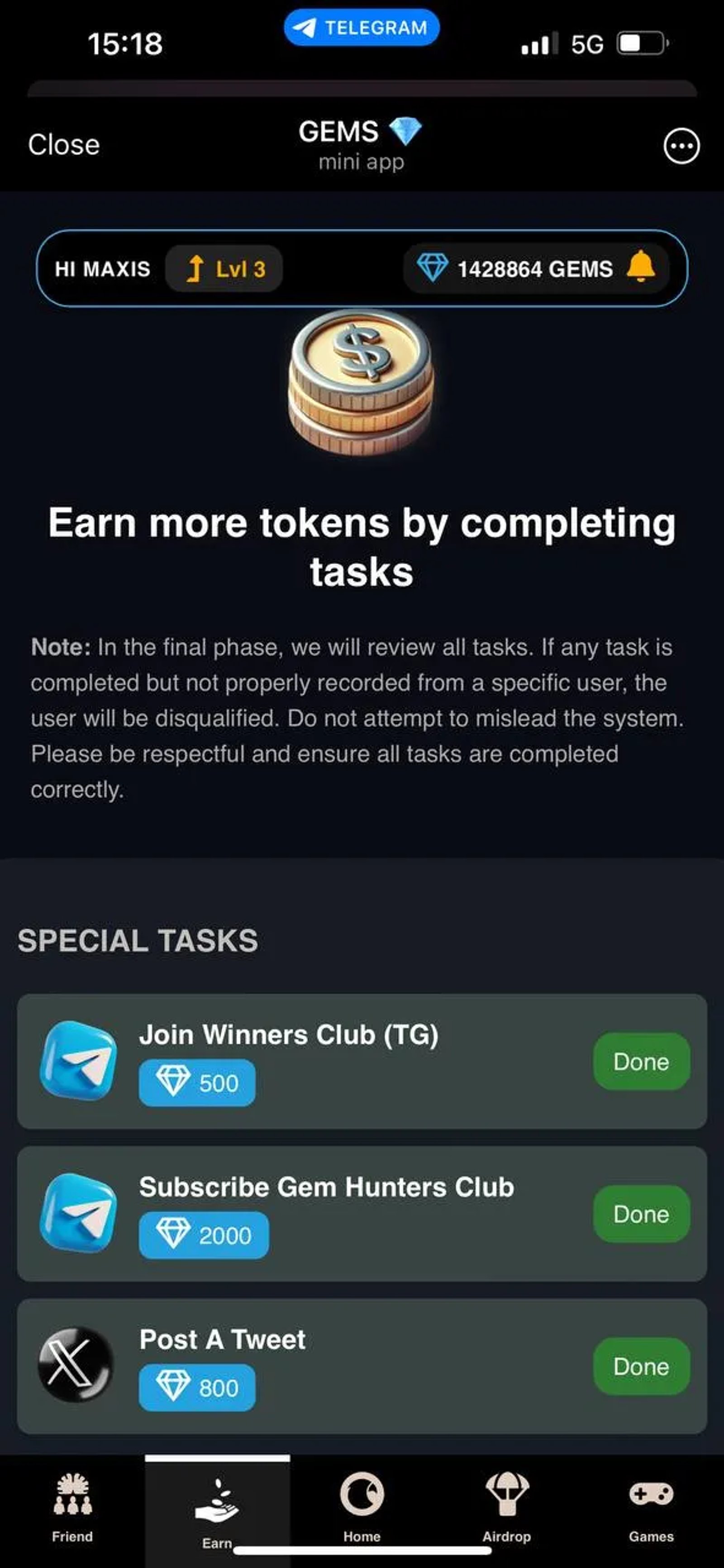 GEMS 💎 Telegram Screenshot 6