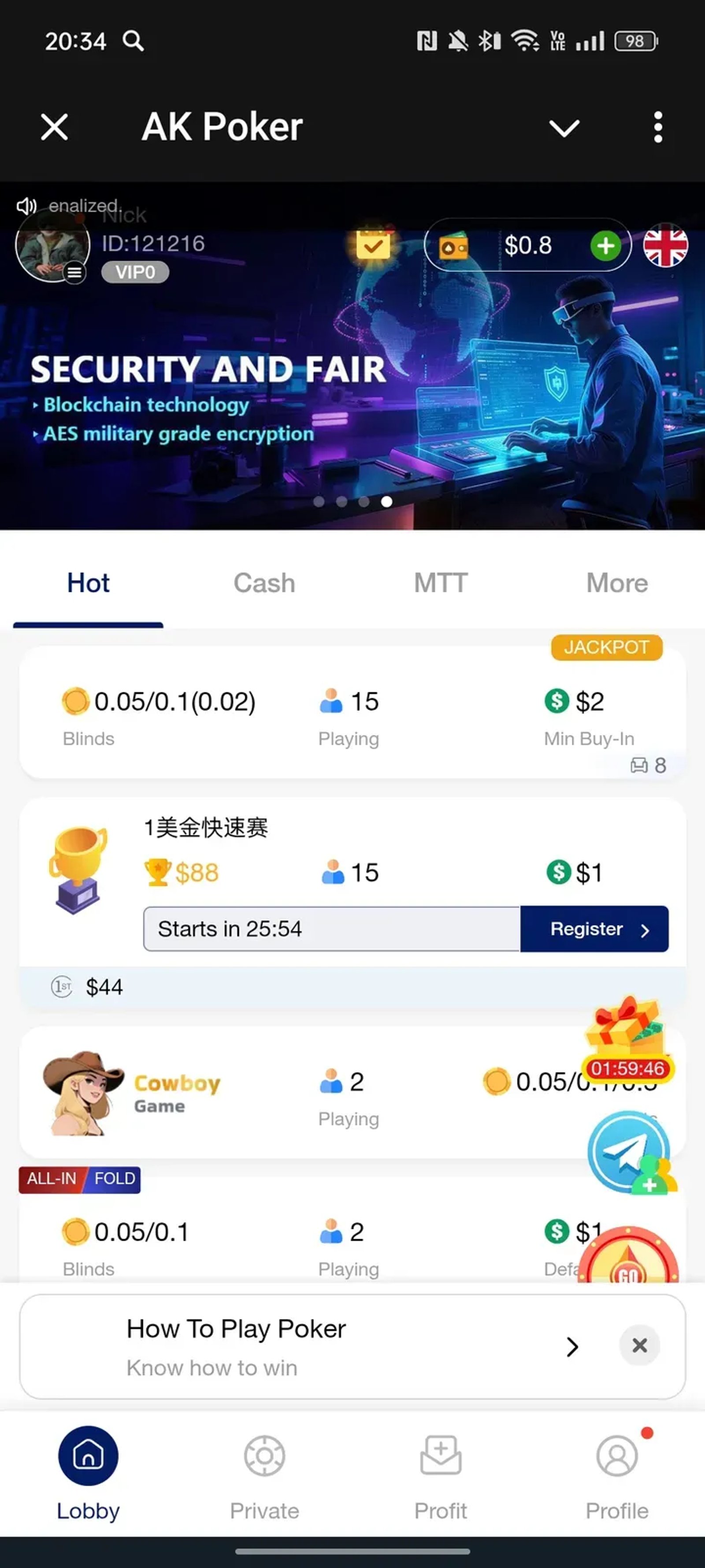 AK Poker в Телеграм — скриншот 1