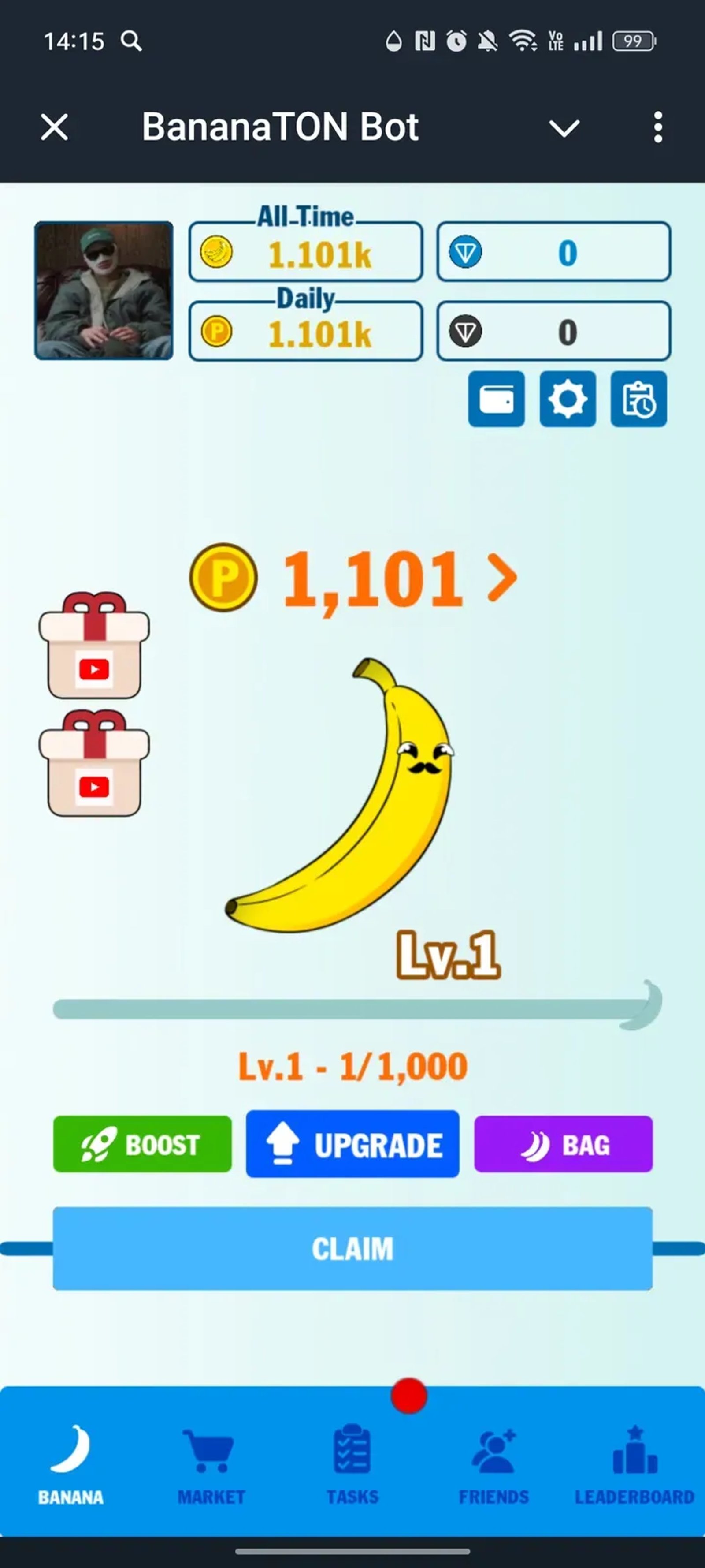 BananaTON Bot в Телеграм — скриншот 1