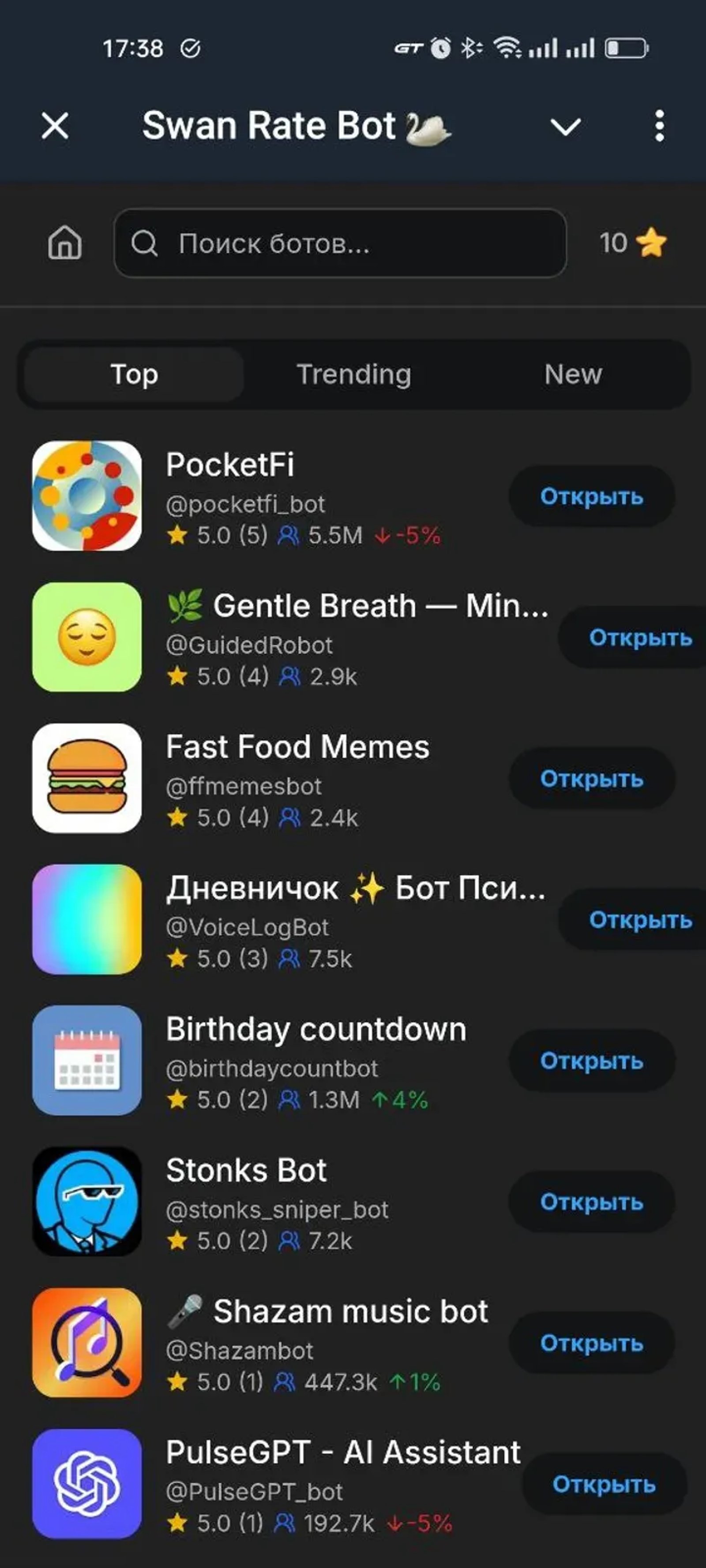 Swan Rate Bot 🦢 в Телеграм — скриншот 1