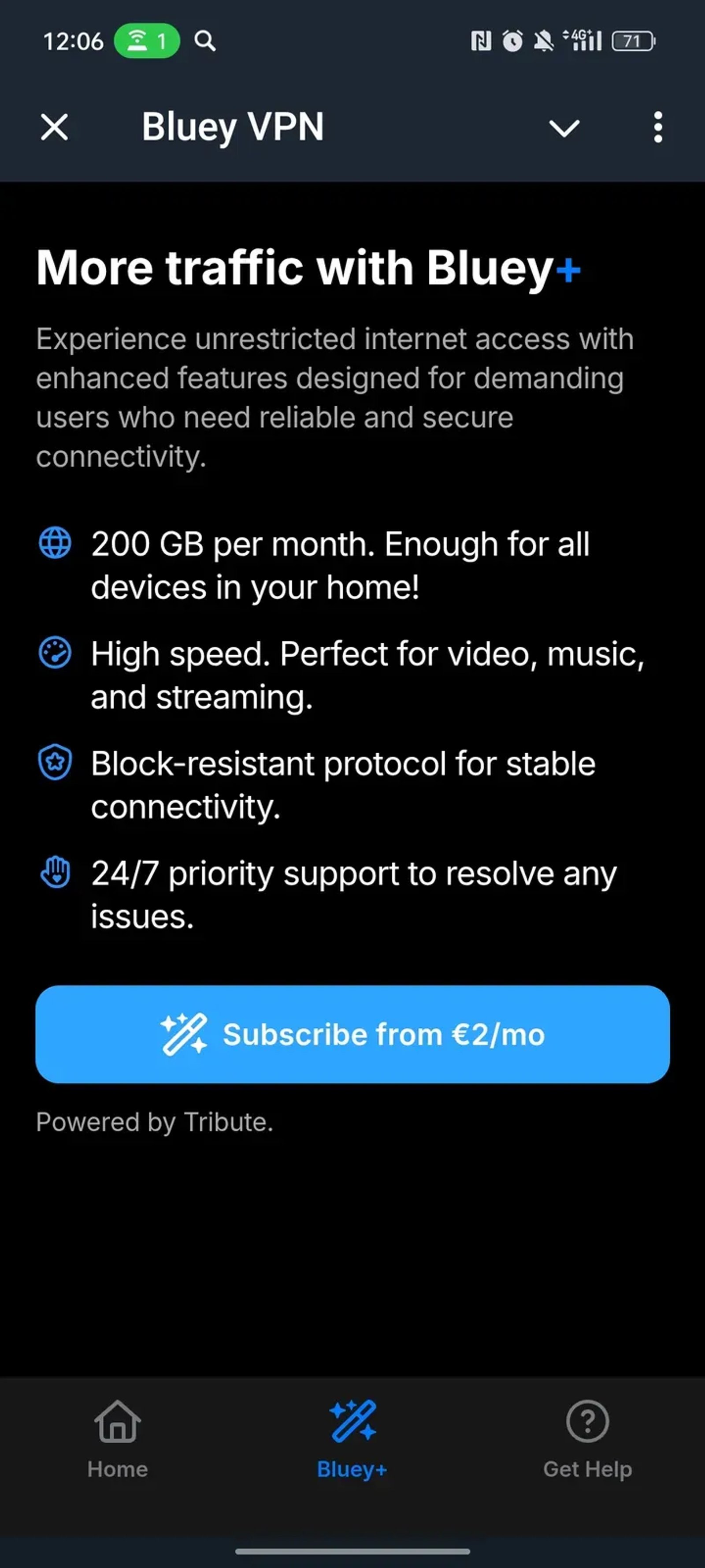 VPN Bluey - No More Blocked Content в Телеграм — скриншот 3