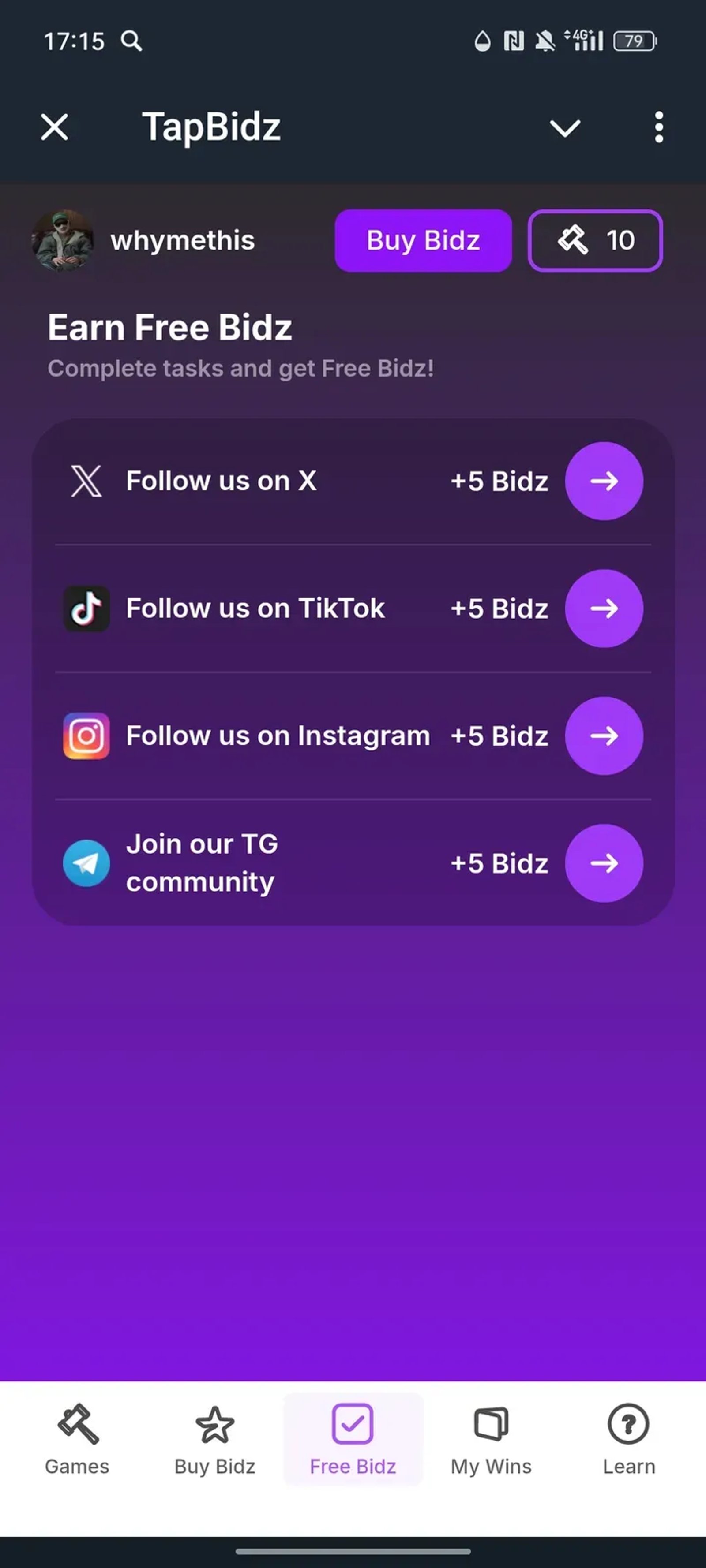TapBidz в Телеграм — скриншот 3