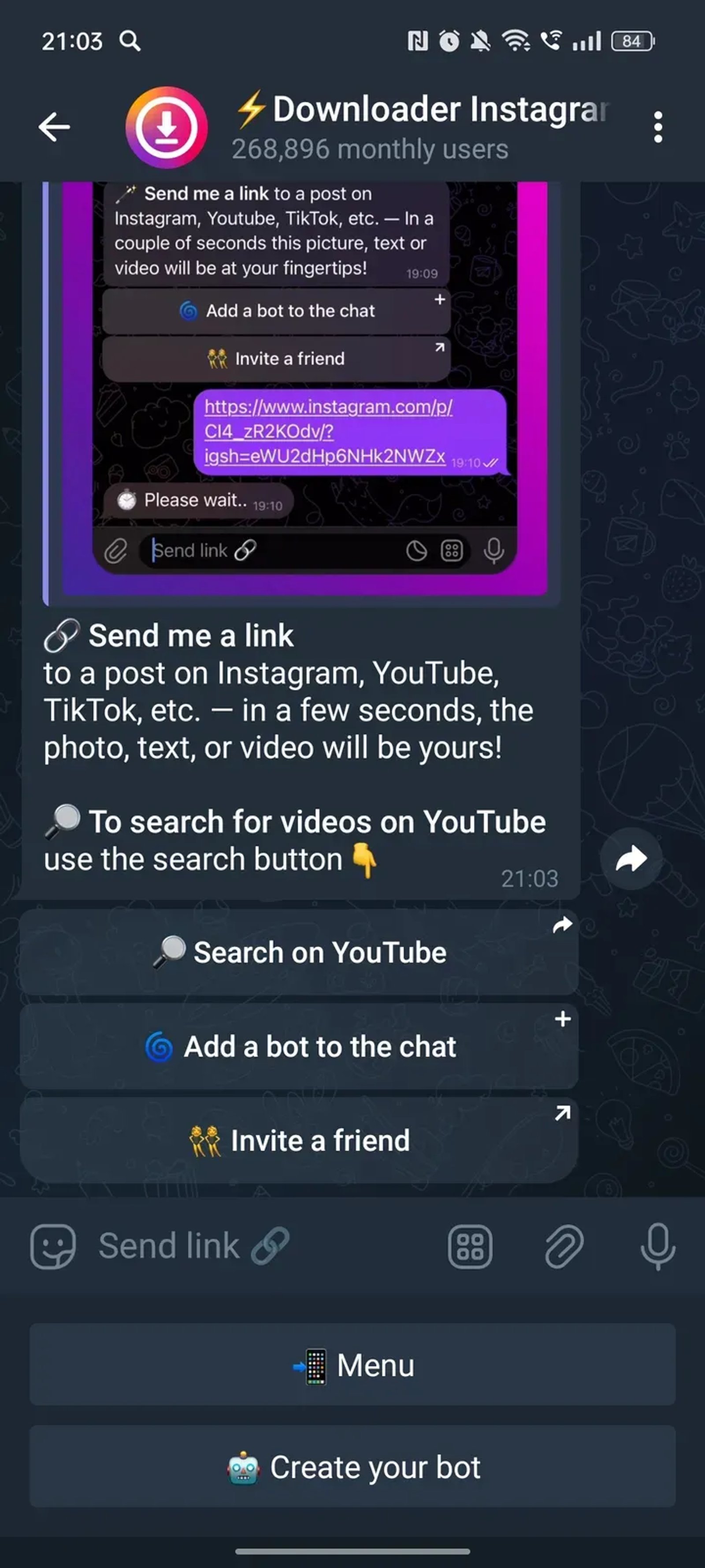 ⚡️Downloader Instagram, TikTok, Pinterest в Телеграм — скриншот 2