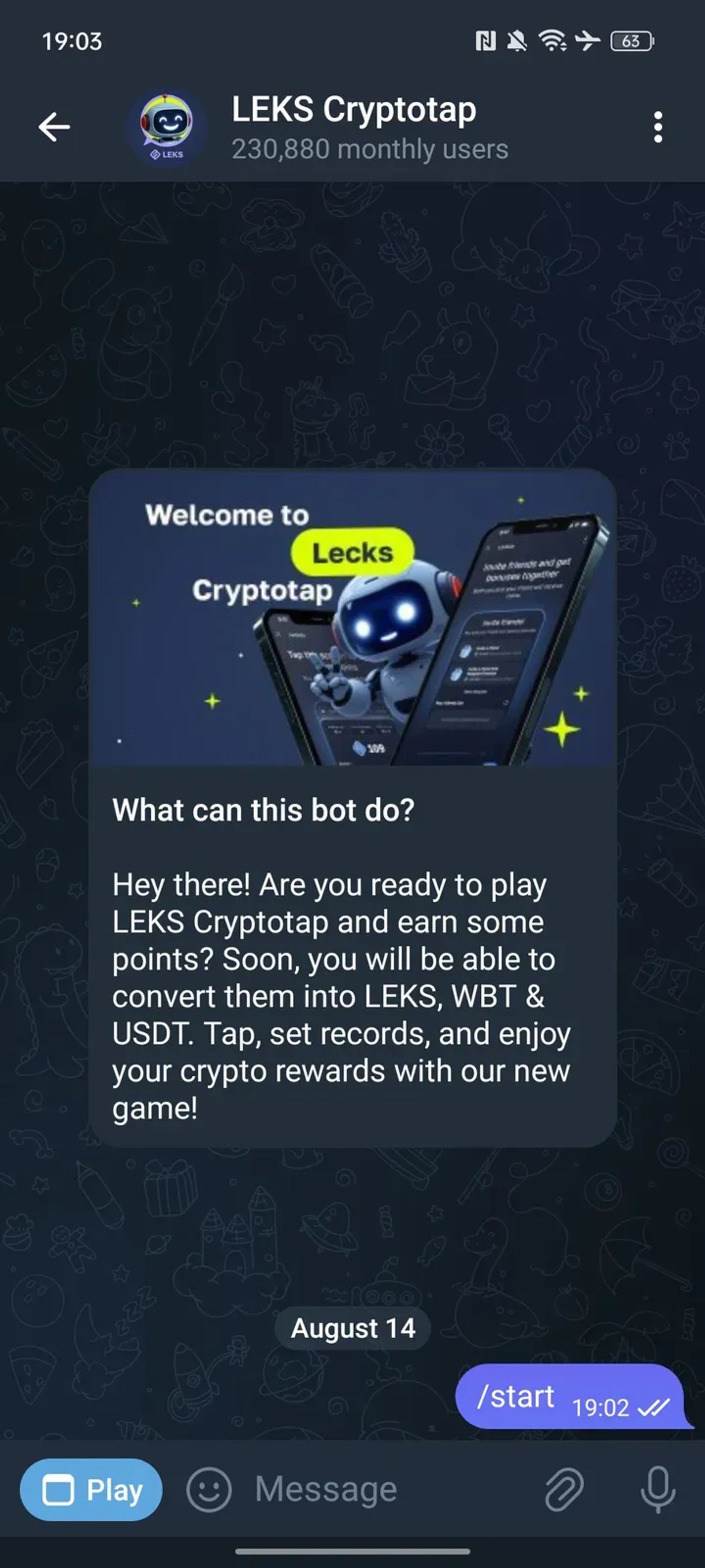 LEKS Cryptotap Telegram Screenshot 2