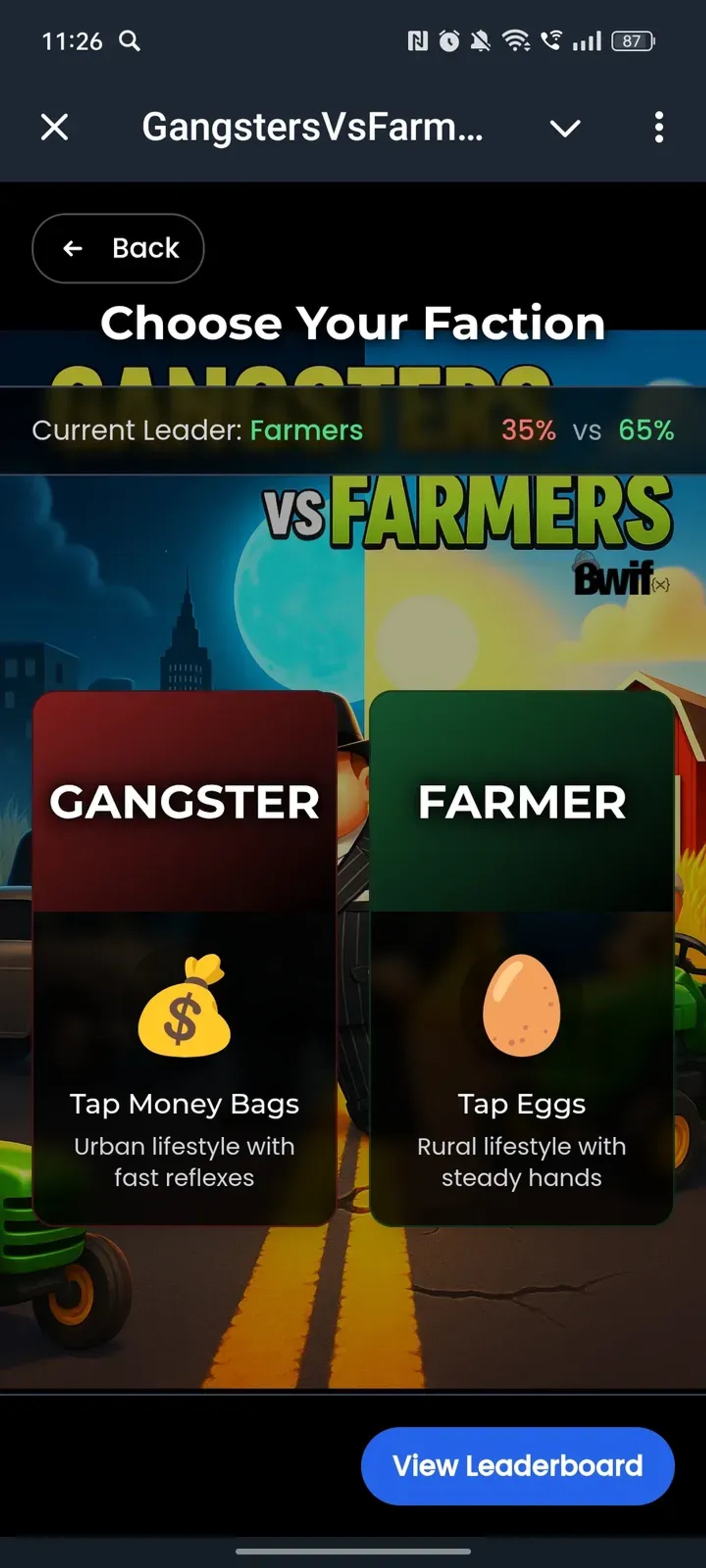 GangstersVsFarmers в Телеграм — скриншот 1