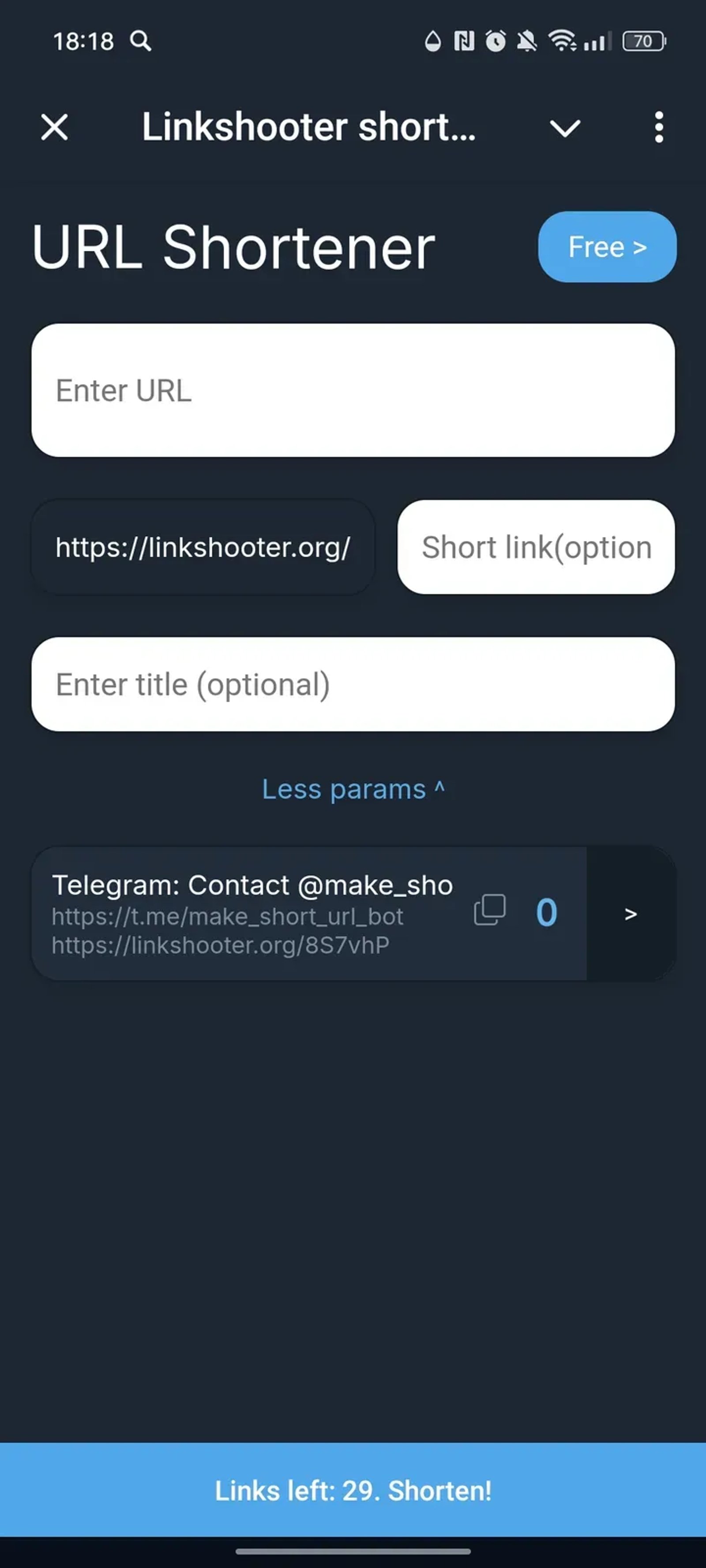 Linkshooter short lin в Телеграм — скриншот 3