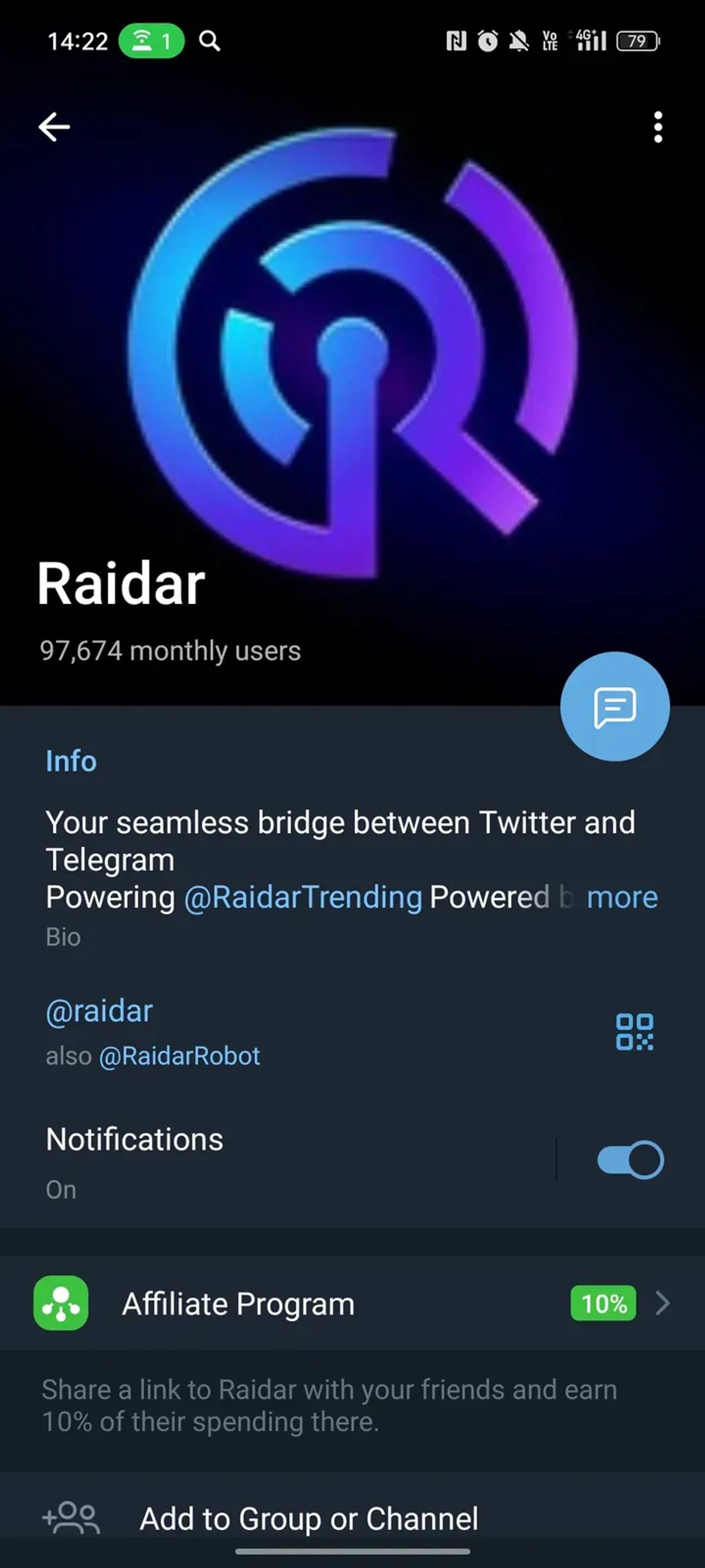 Raidar в Телеграм — скриншот 4