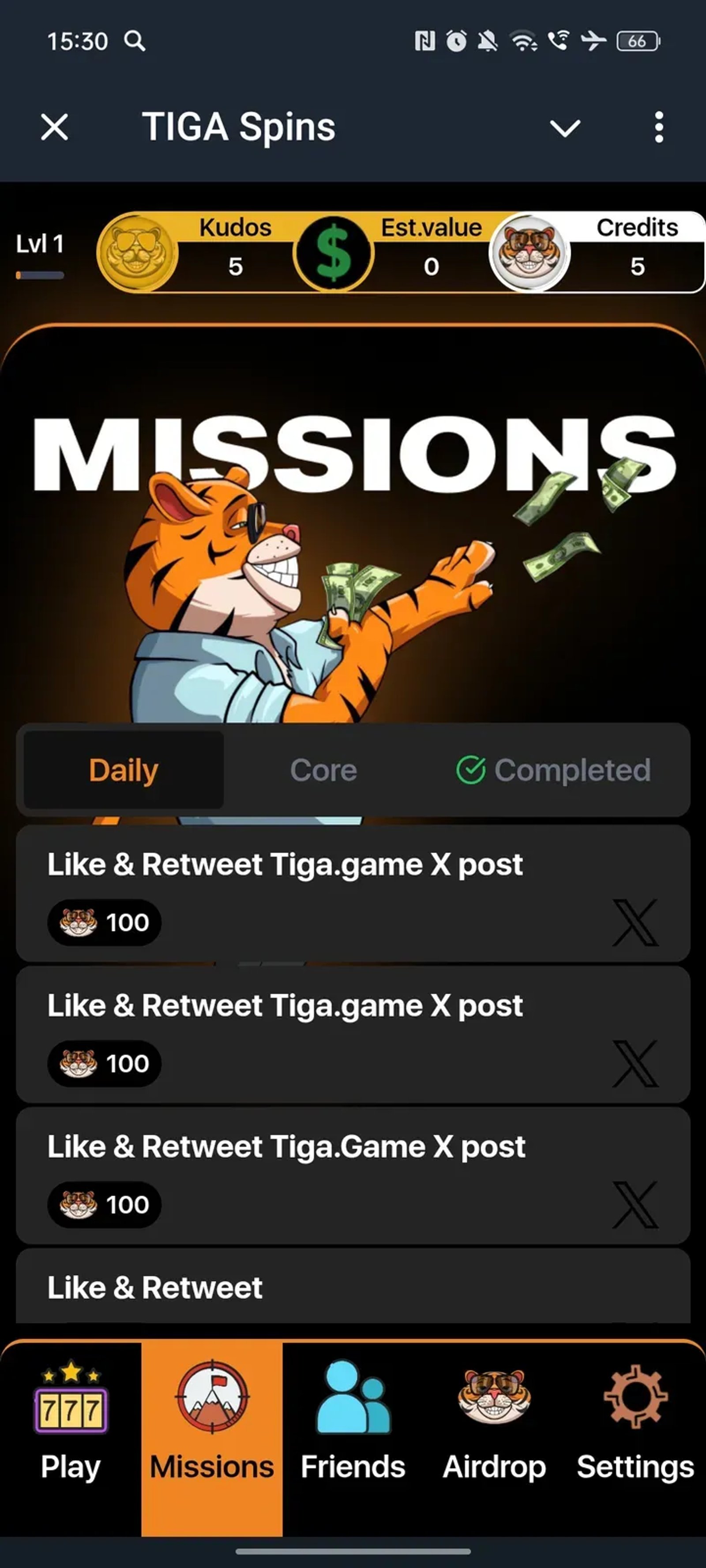 TIGA Spins в Телеграм — скриншот 2