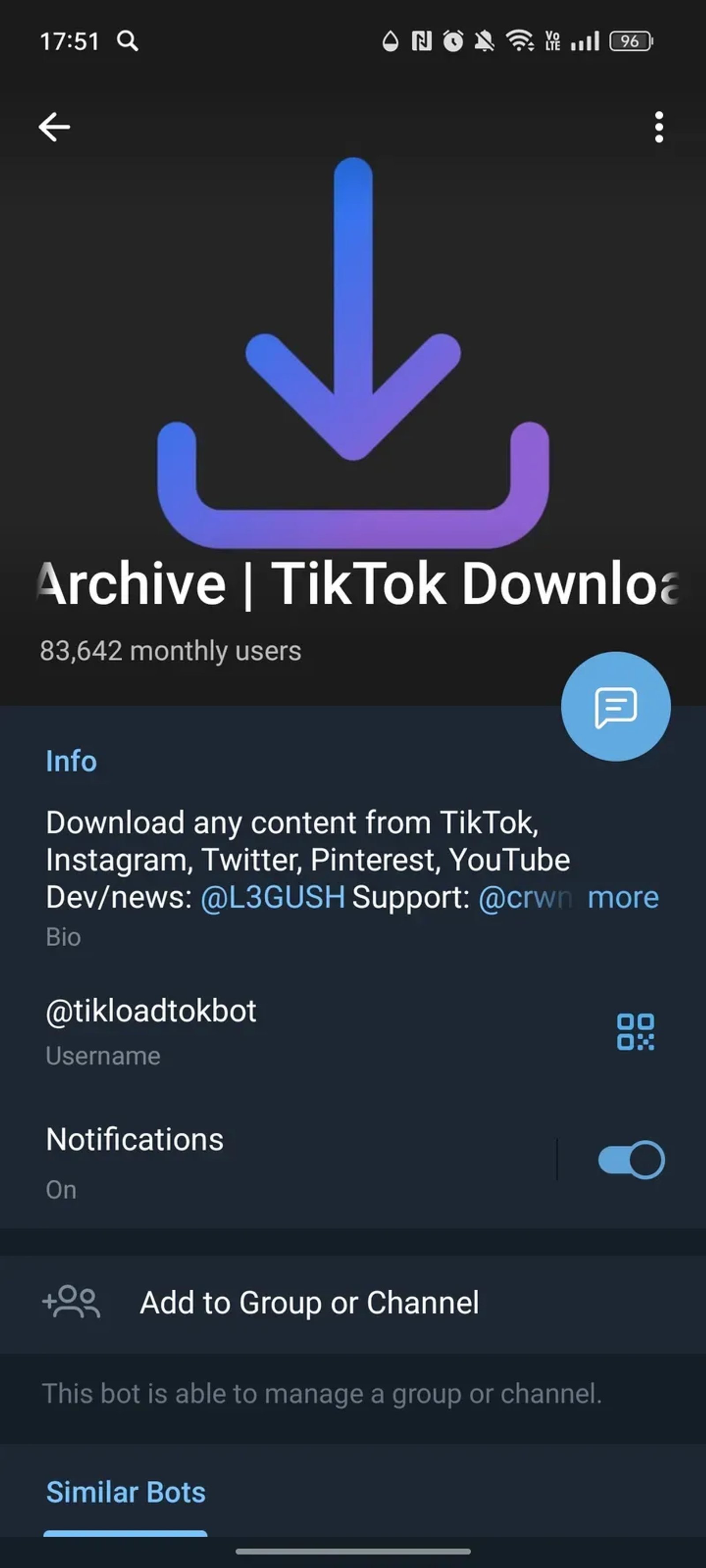 TikArchive | TikTok Downloader в Телеграм — скриншот 4