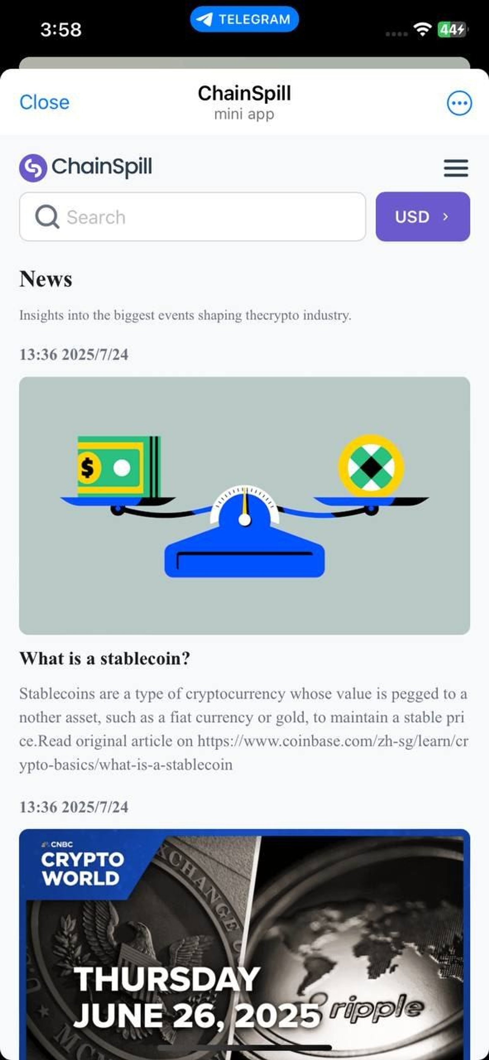 ChainSpill в Telegram — скриншот 2