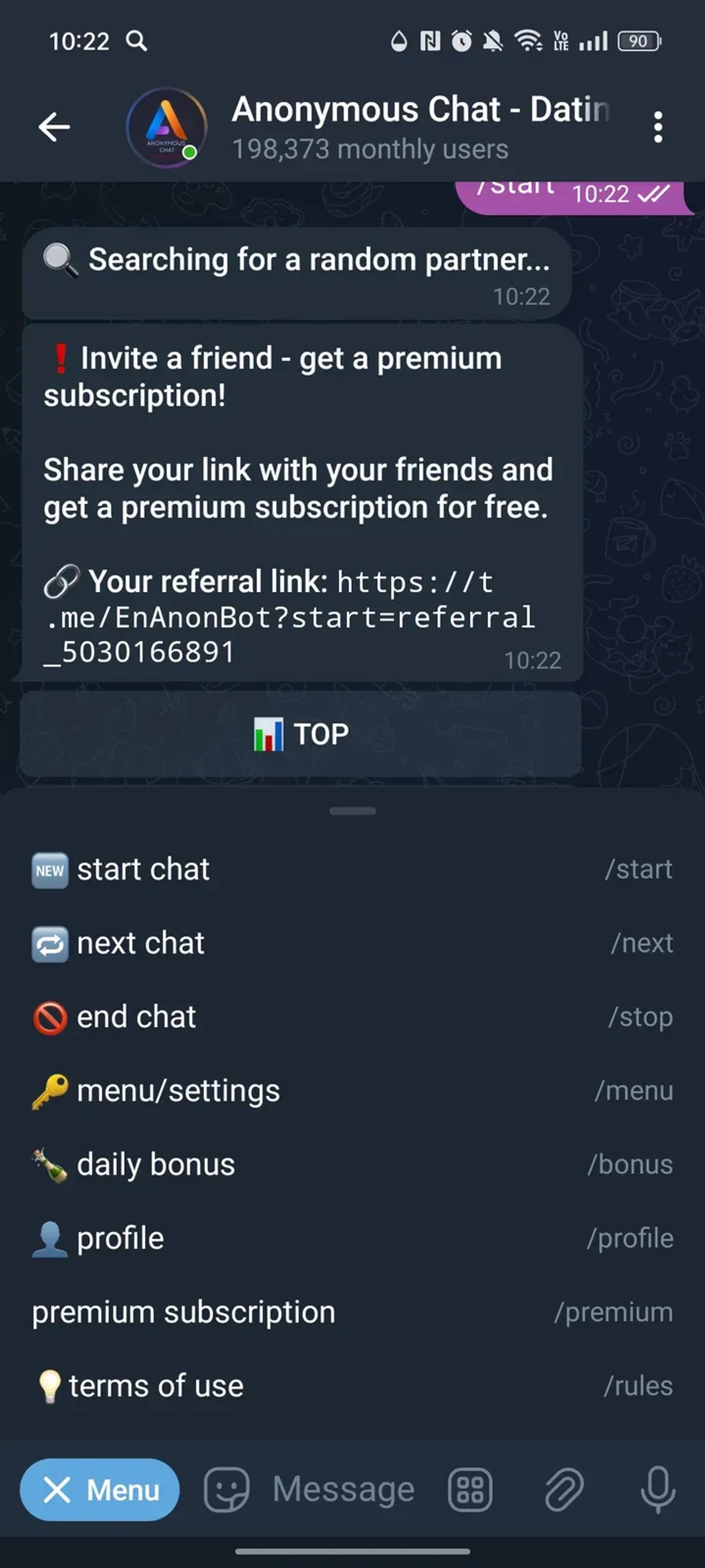 Anonymous Chat - Dating в Телеграм — скриншот 2