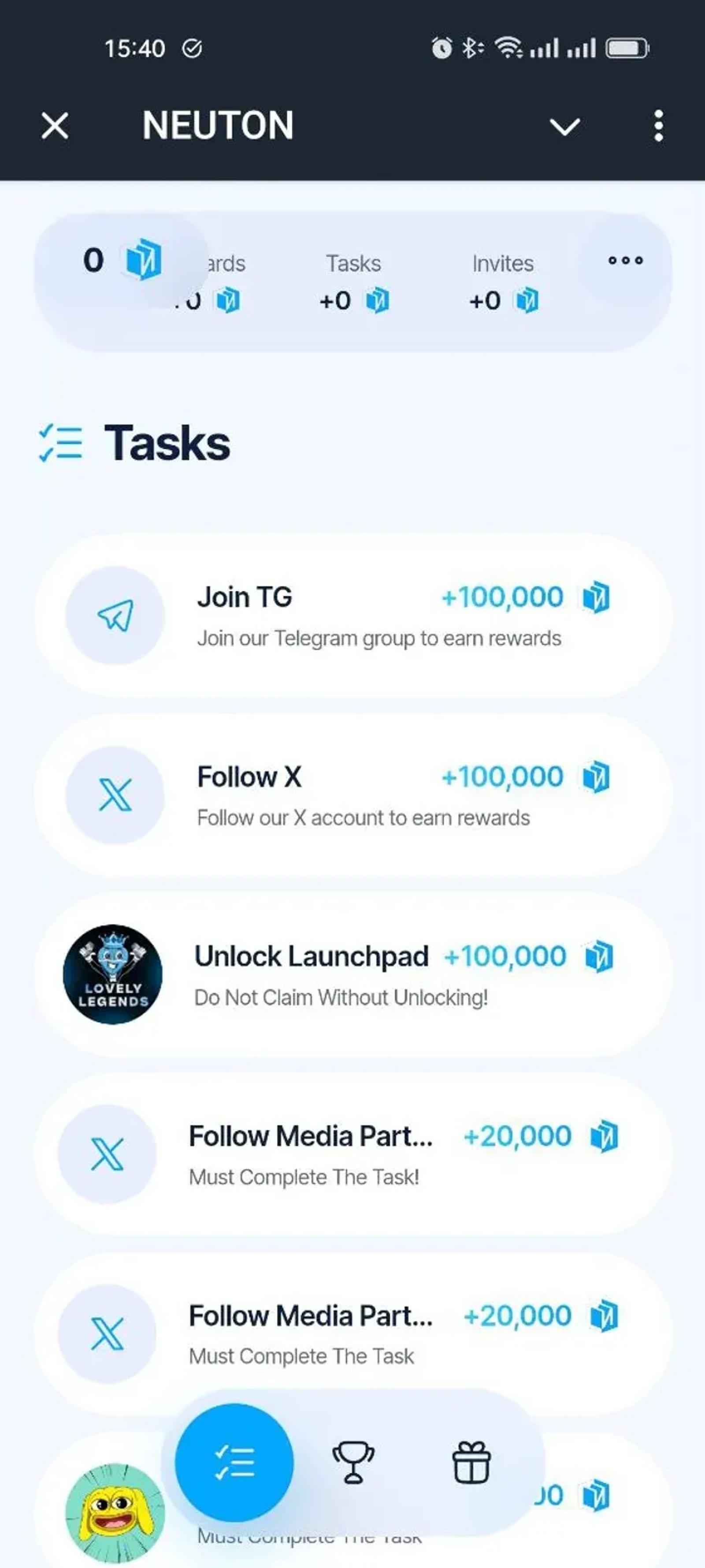 NEUTON в Телеграм — скриншот 1