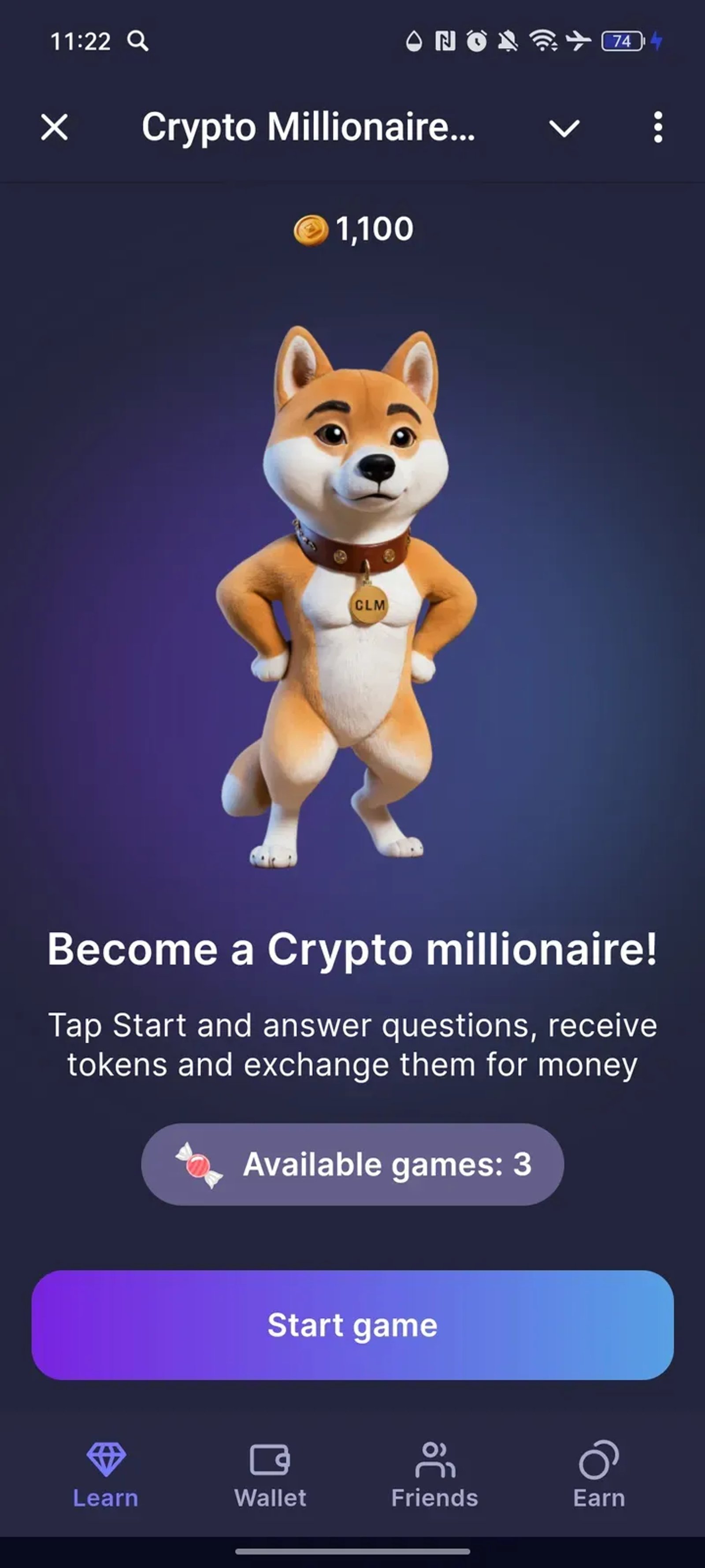 Crypto Millionaire Bot в Телеграм — скриншот 5